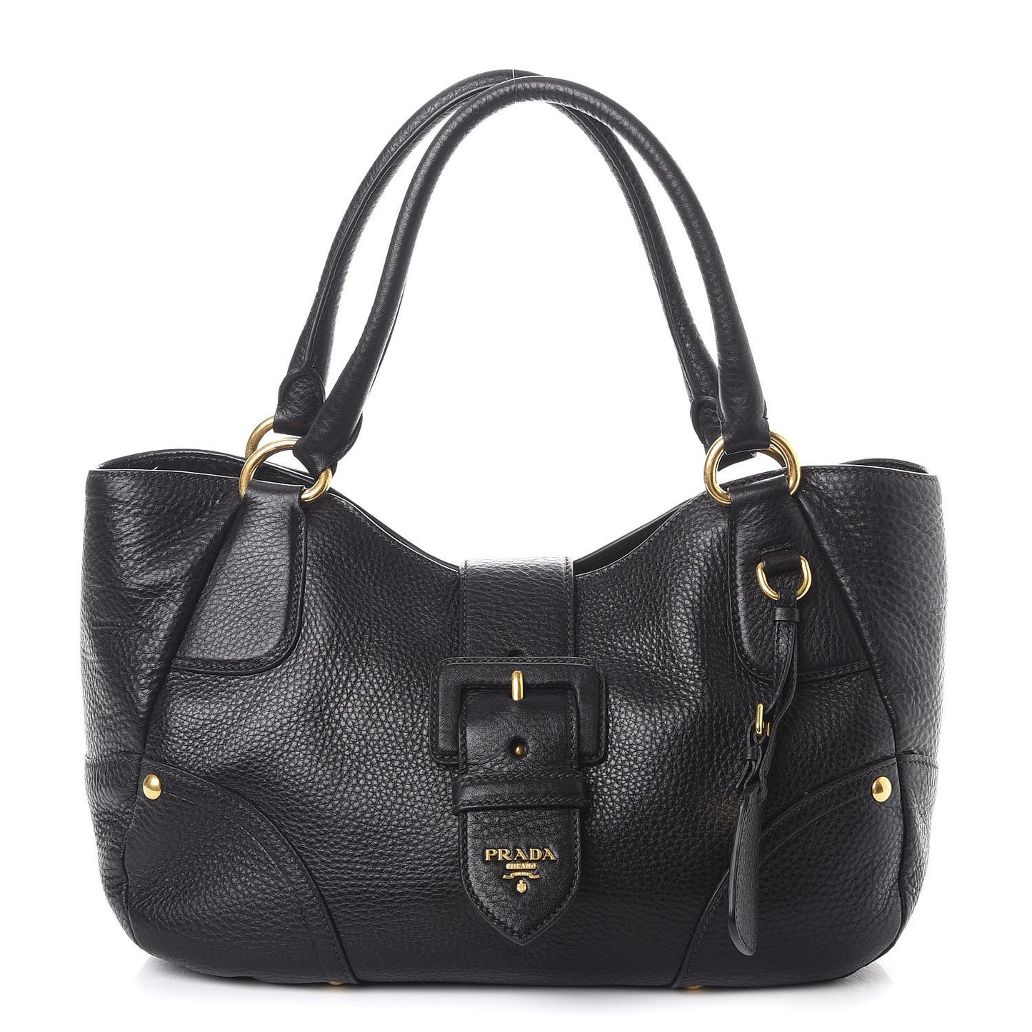 Vitello Daino Buckle Tote Nero Black