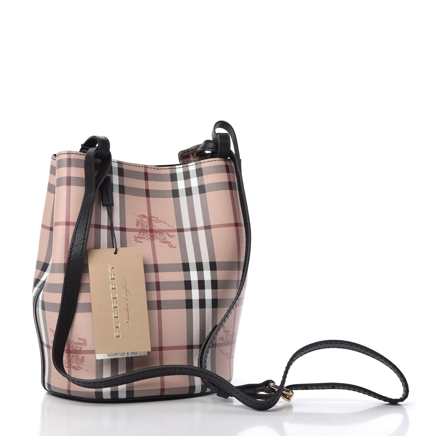 Burberry Haymarket Check Colours Small Lorne Bucket Crossbody Black 3 of 8