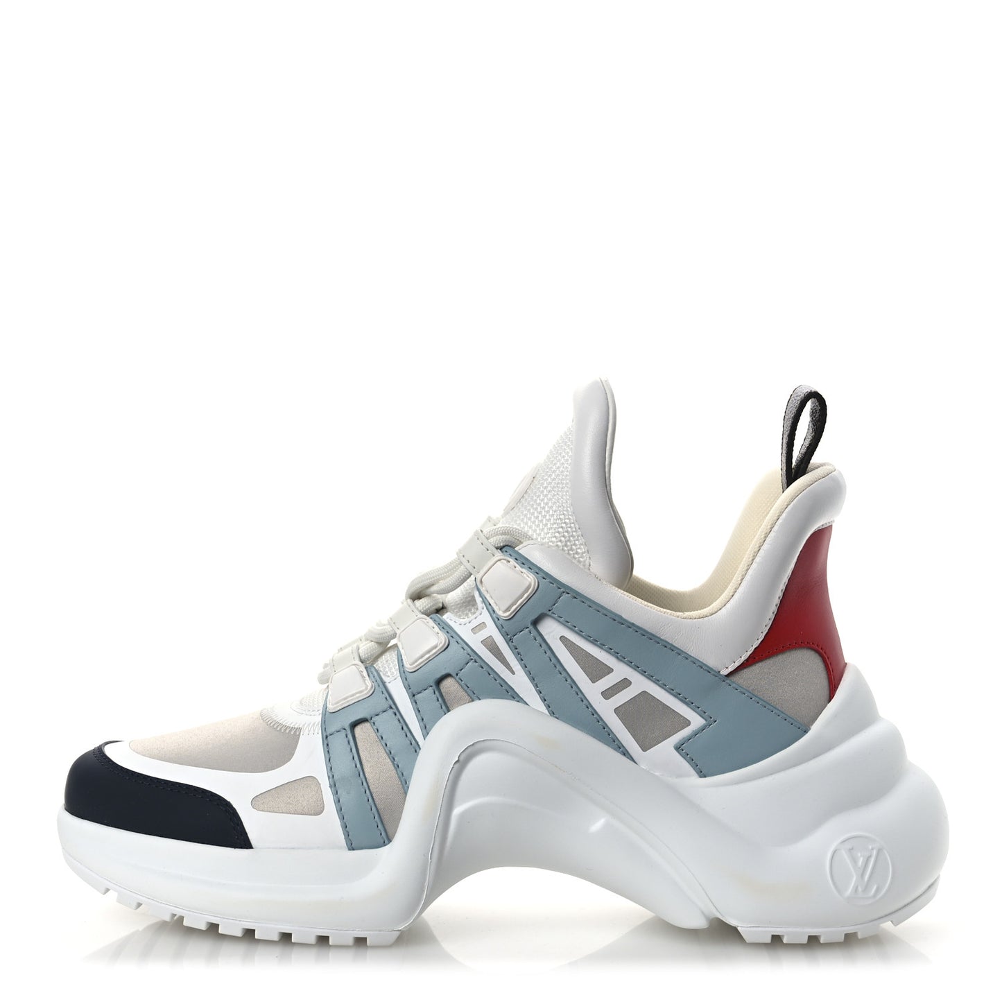 Calfskin Technical Nylon LV Archlight Sneakers 38 White Blue Gris