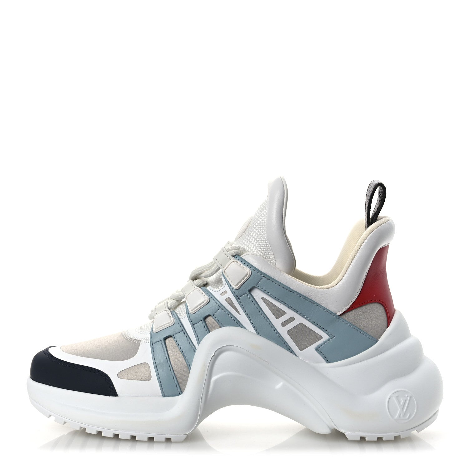 Louis Vuitton Calfskin Technical Nylon LV Archlight Sneakers 38 White Blue Gris 1 of 12