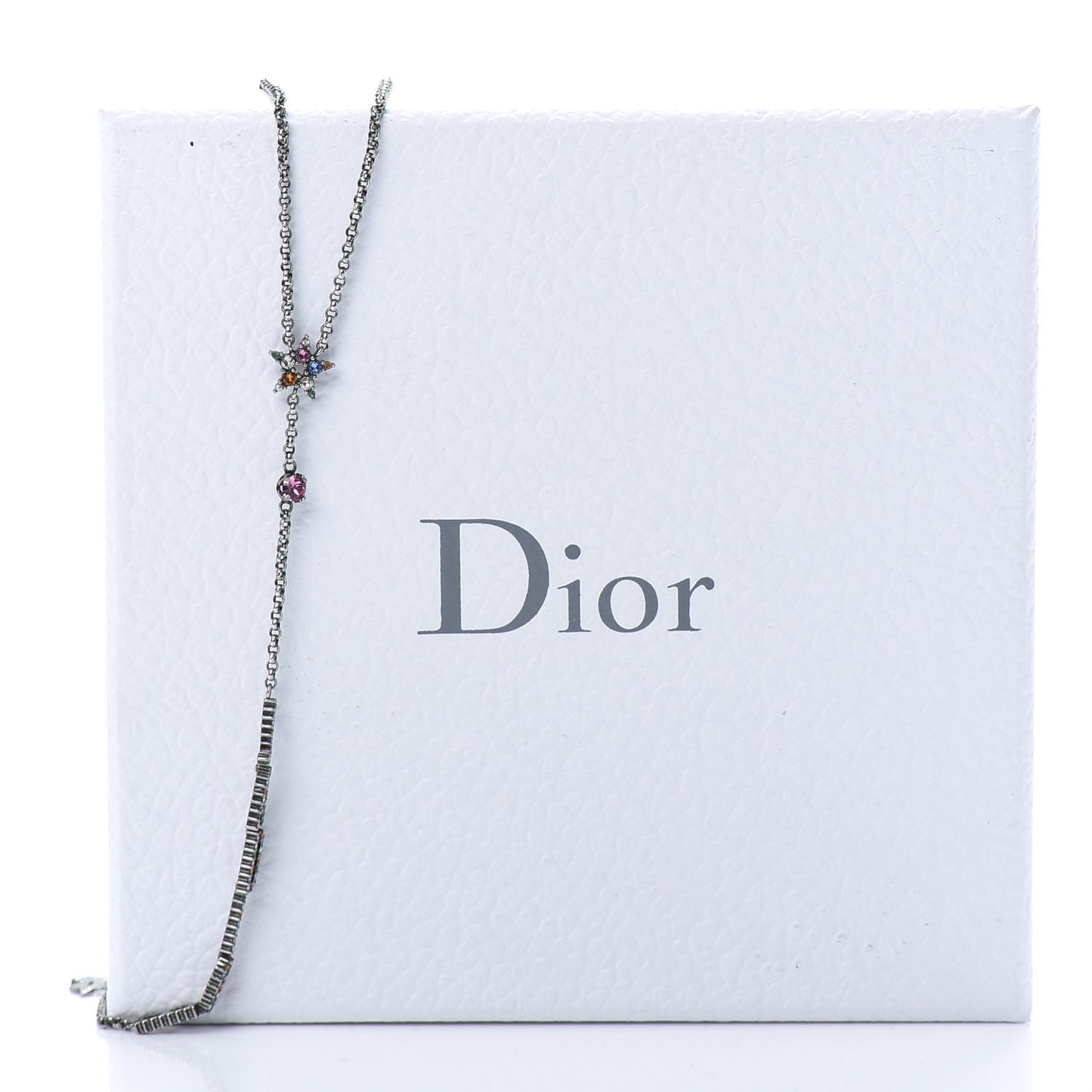 Palladium Crystal Star J'Adior Long Necklace Multicolor