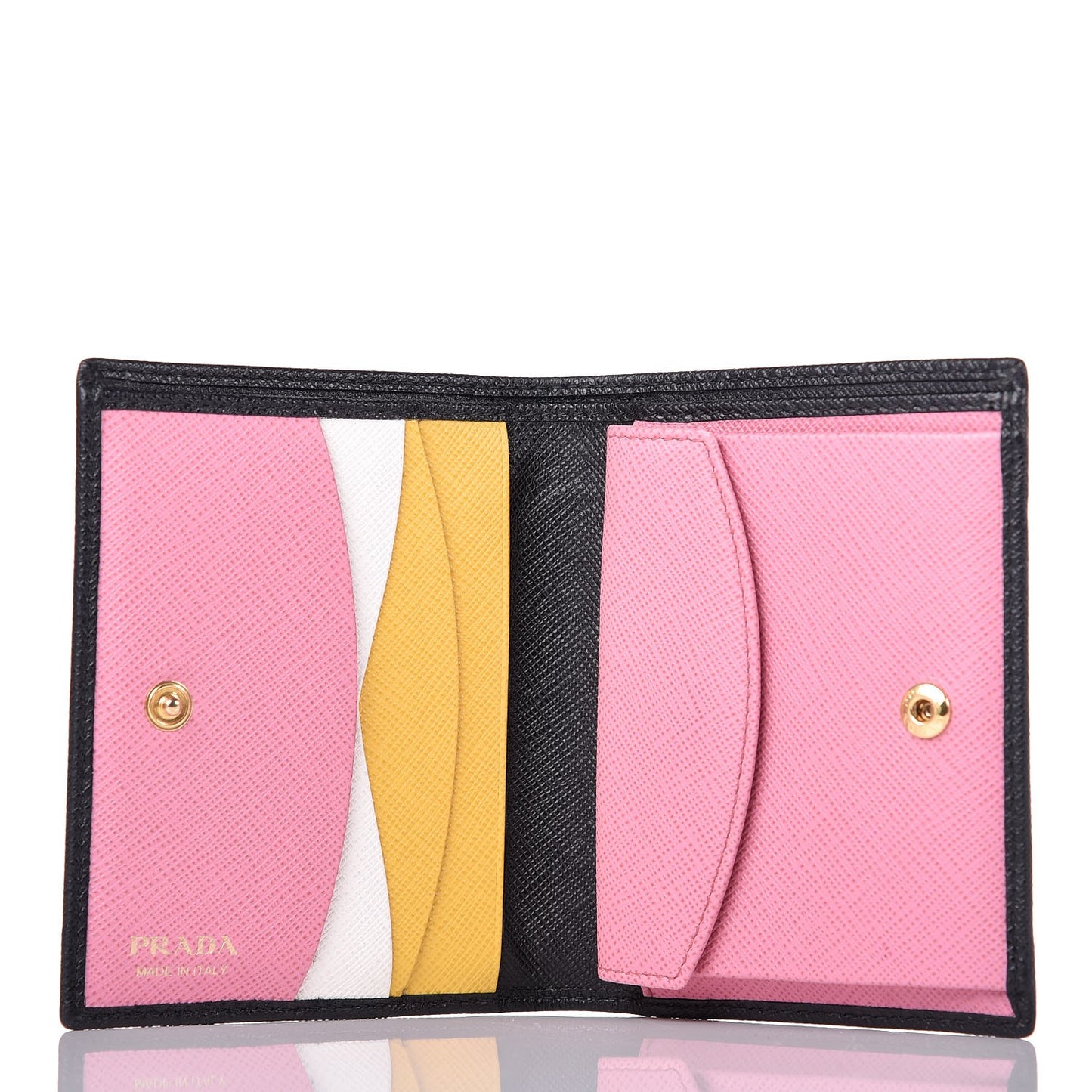 Saffiano Multicolor Compact Wallet Black Soleil