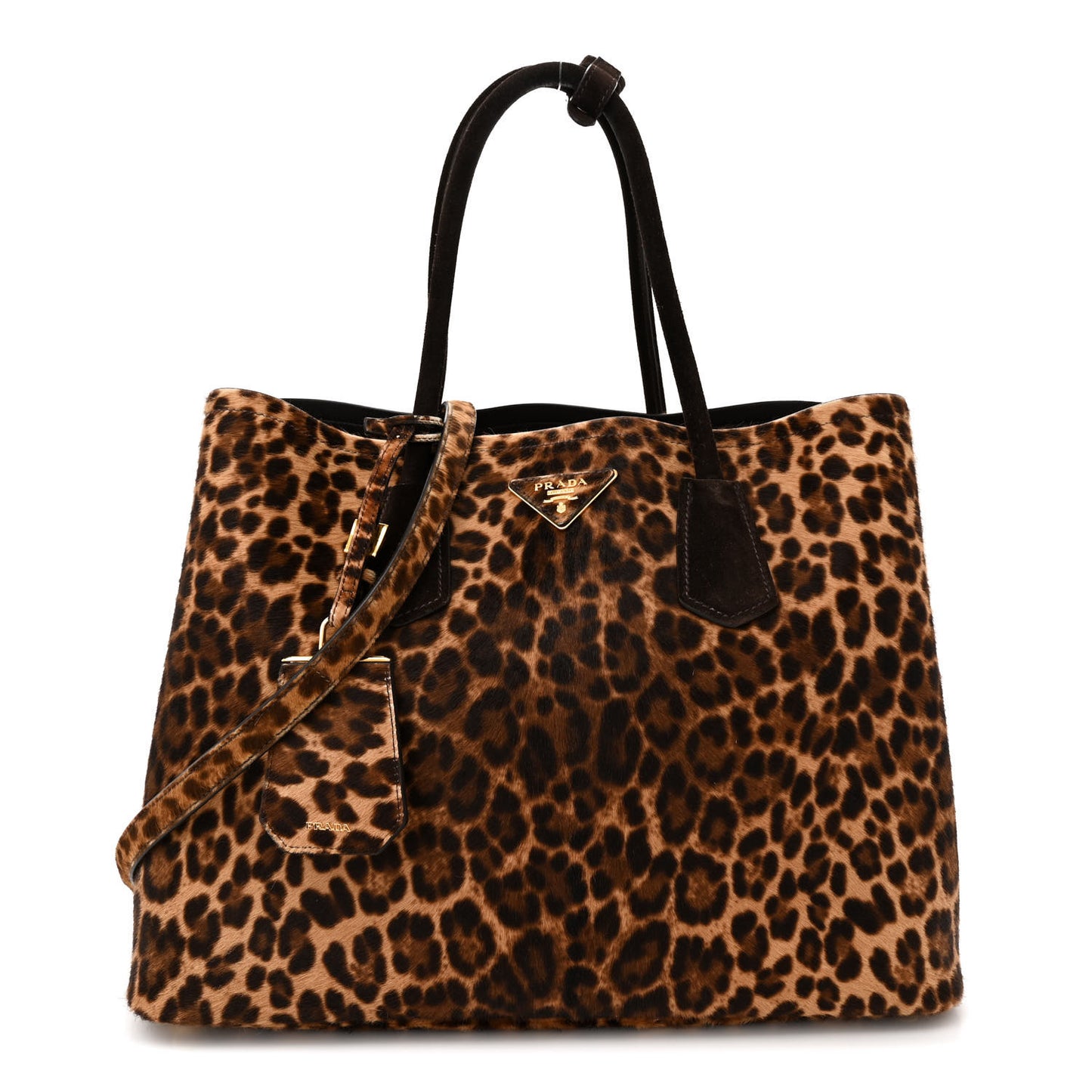 Calf Hair Leopard Print Shoulder Bag Avorio