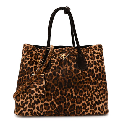 Prada Calf Hair Leopard Print Shoulder Bag Avorio 1 of 11