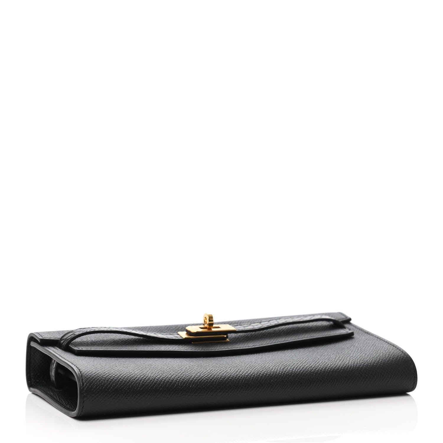 Hermes Epsom Matte Alligator Touch Kelly Wallet To Go Black 3 of 4