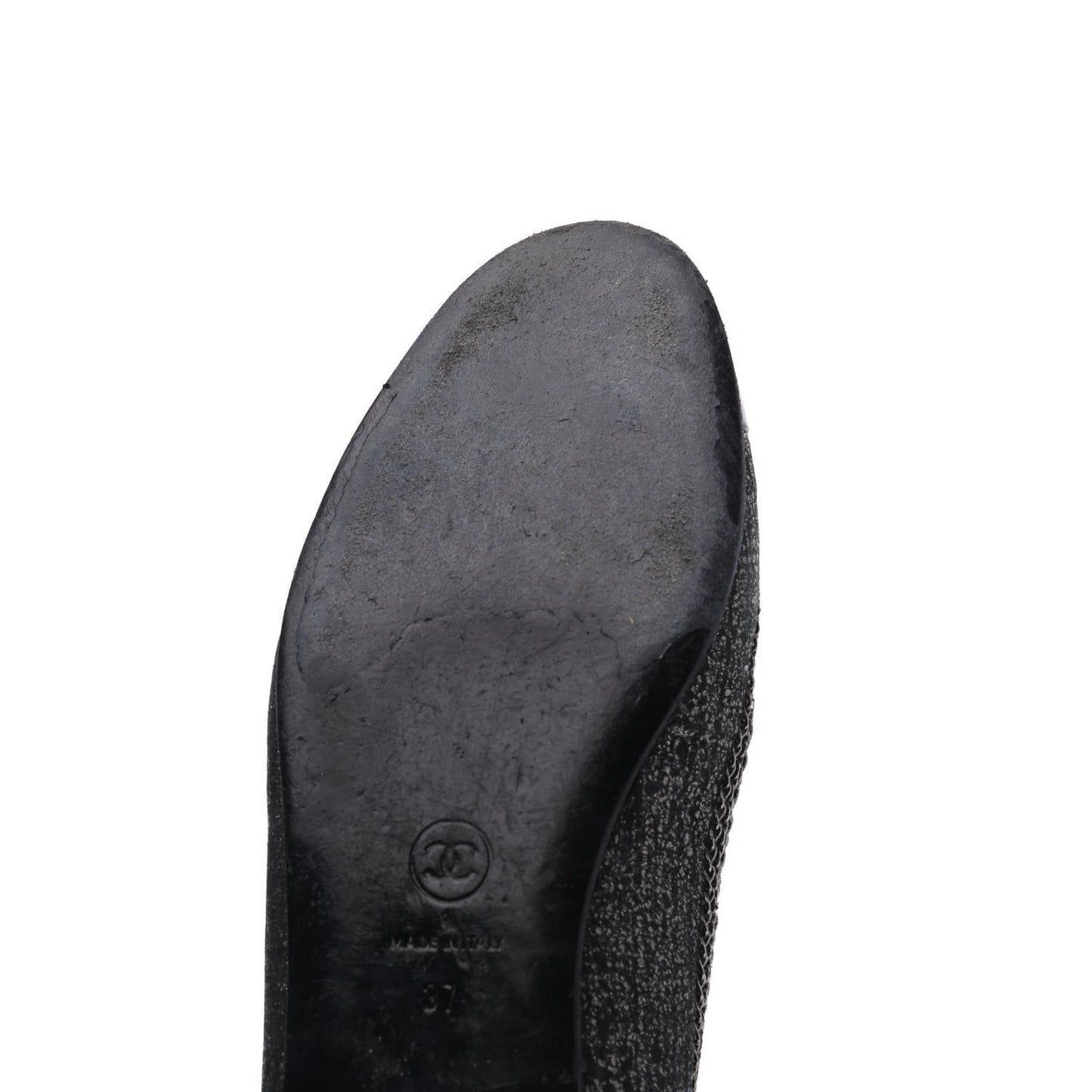 Tweed Patent Cap Toe Ballerina Flats 37 Black