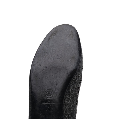 Chanel Tweed Patent Cap Toe Ballerina Flats 37 Black 10 of 23