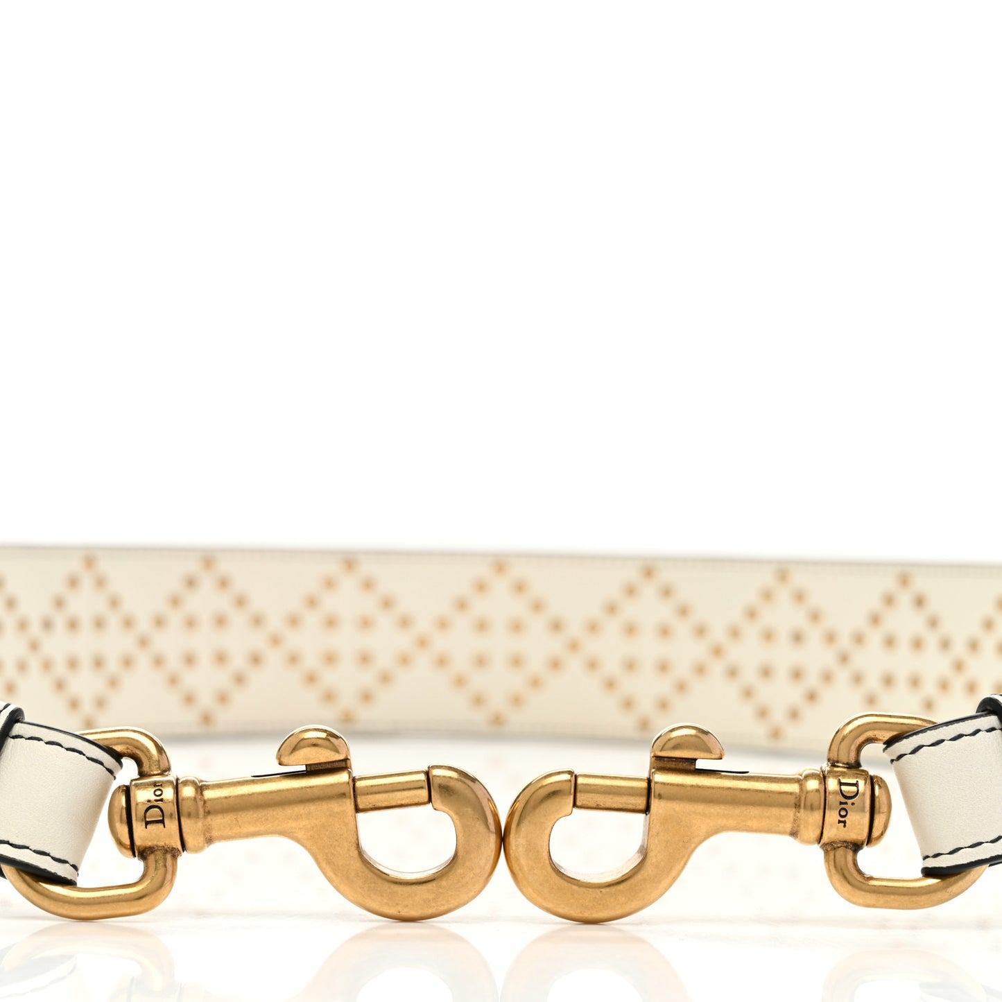 Calfskin Cannage Studded Supple Lady Dior Shoulder Strap White