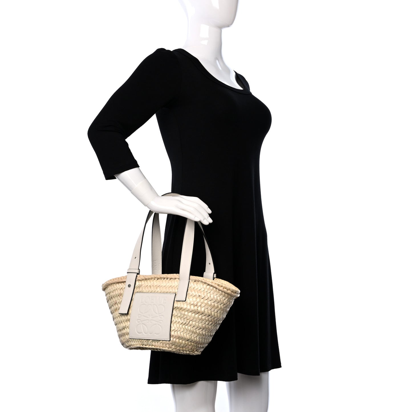 Raffia Small Basket Tote Bag Natural White