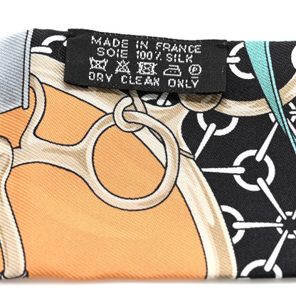 Hermes Silk La Promenade Du Matin Twilly Orange Jaune Black 4 of 4