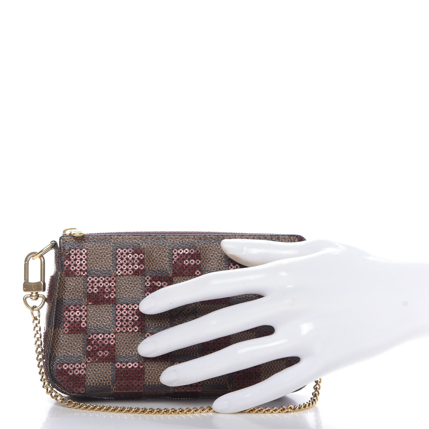 Damier Paillettes Mini Pochette Accessories Red