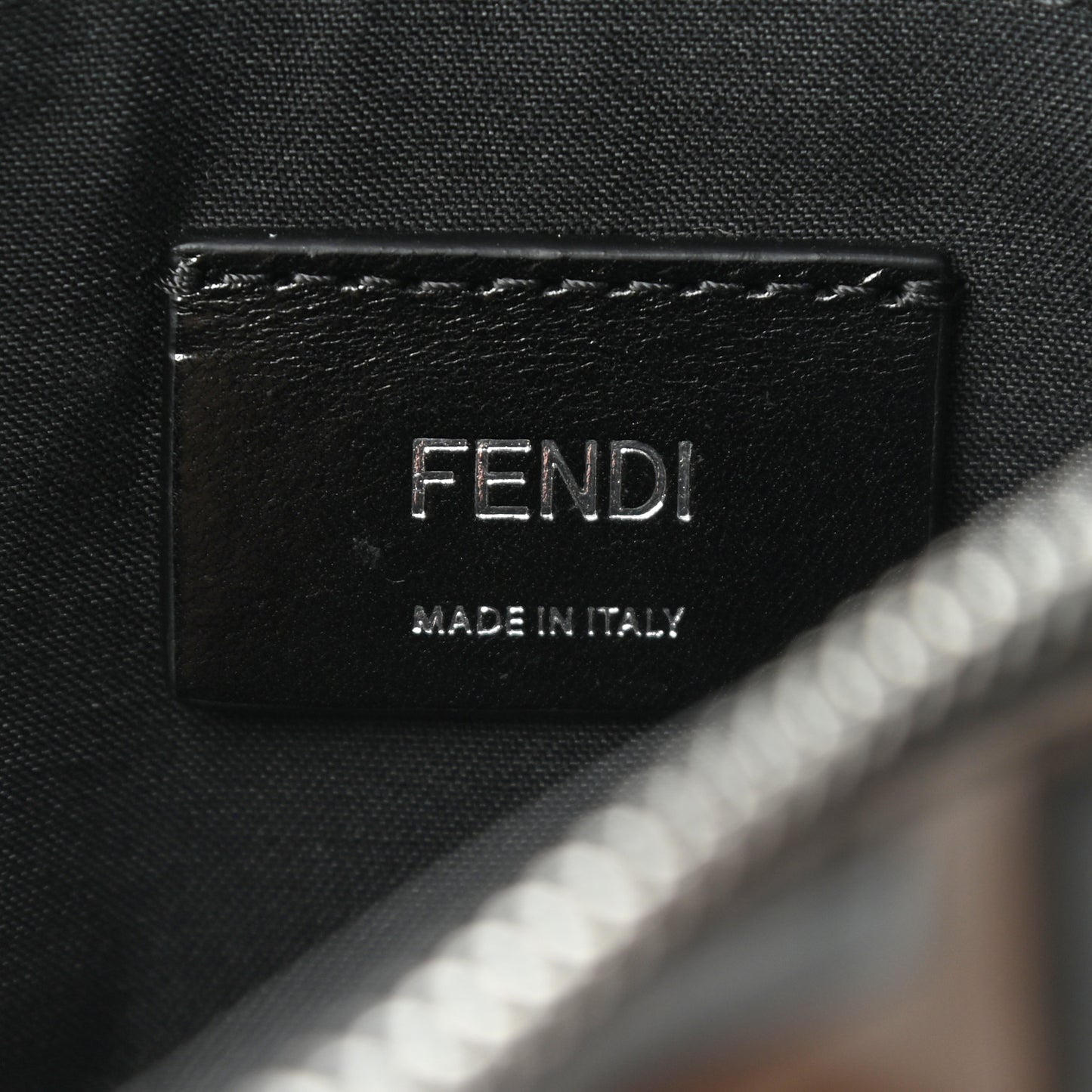 Vitello Grace F is Fendi Bi-Color FF 1974 Embossed Zip Pouch Maya Black