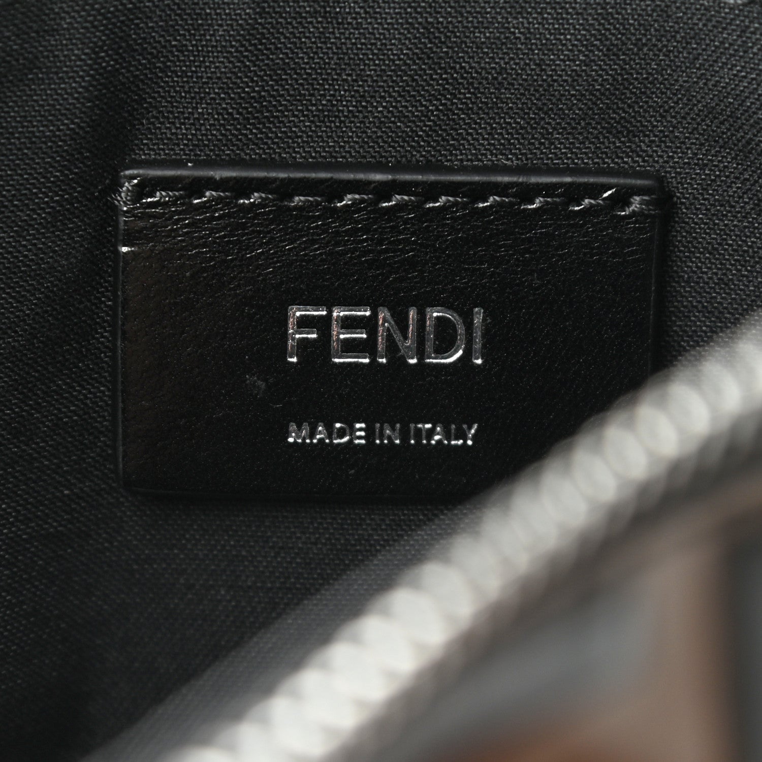 Fendi Vitello Grace F is Fendi Bi-Color FF 1974 Embossed Zip Pouch Maya Black 7 of 7