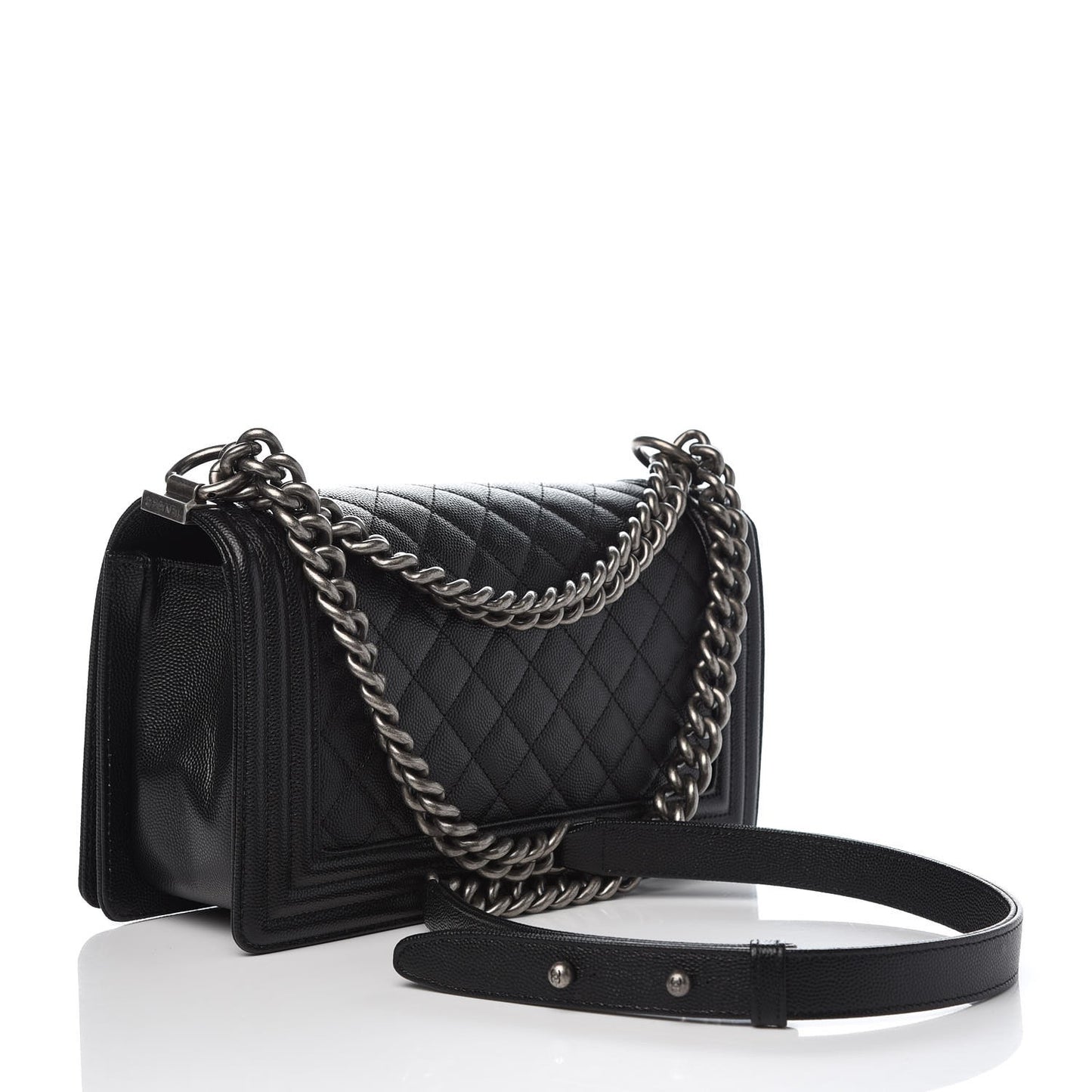 Caviar Quilted Medium Boy Flap Black