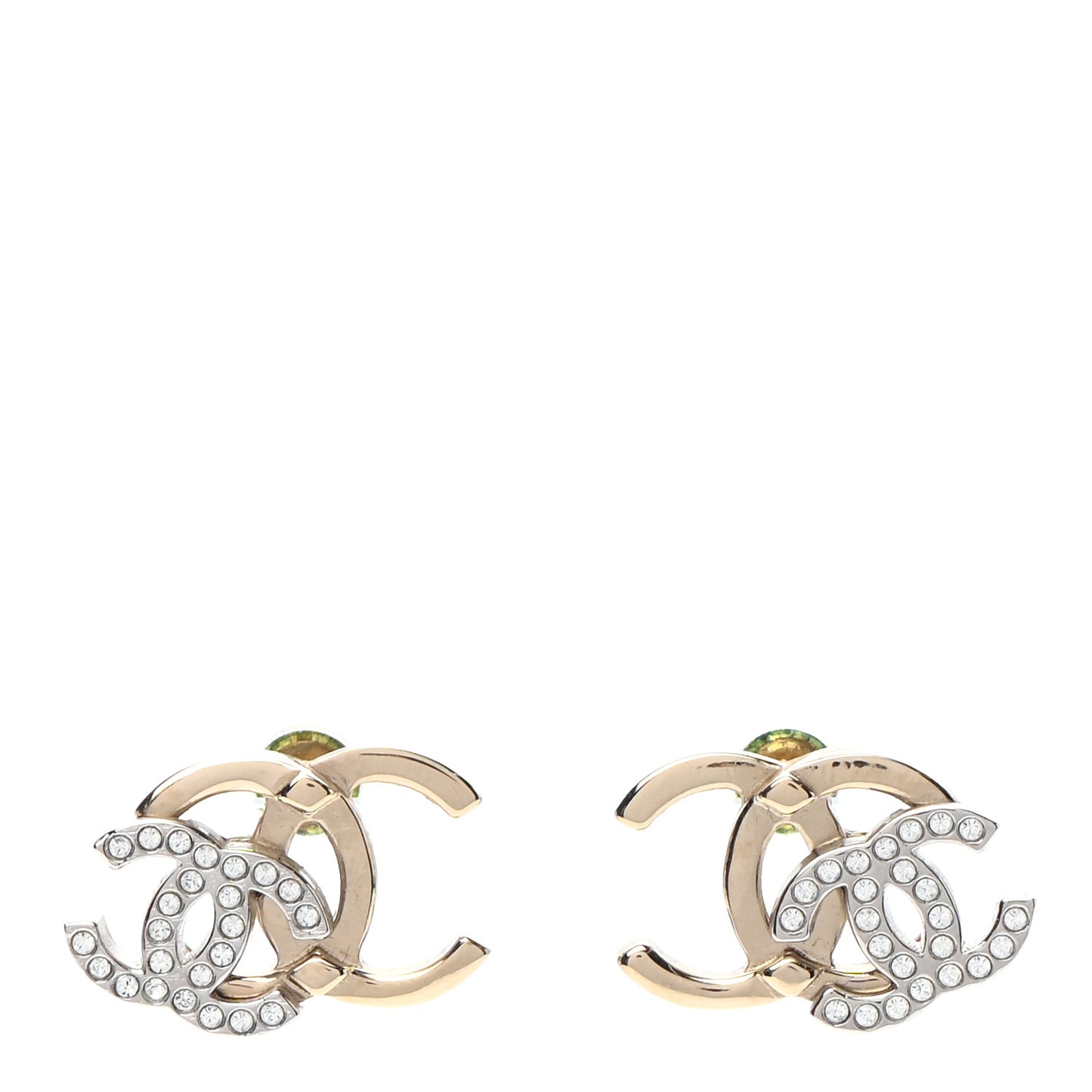 Crystal Double CC Earrings Gold Silver