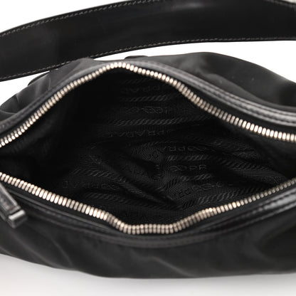 Prada Tessuto Nylon Calfskin Logo Shoulder Bag Black 5 of 11