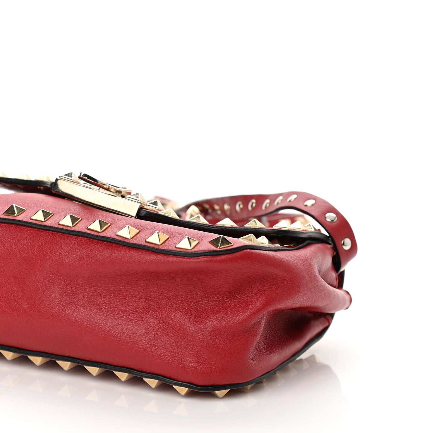 Vitello Mini Rockstud Flap Saddle Crossbody Bag Rosso Valentino