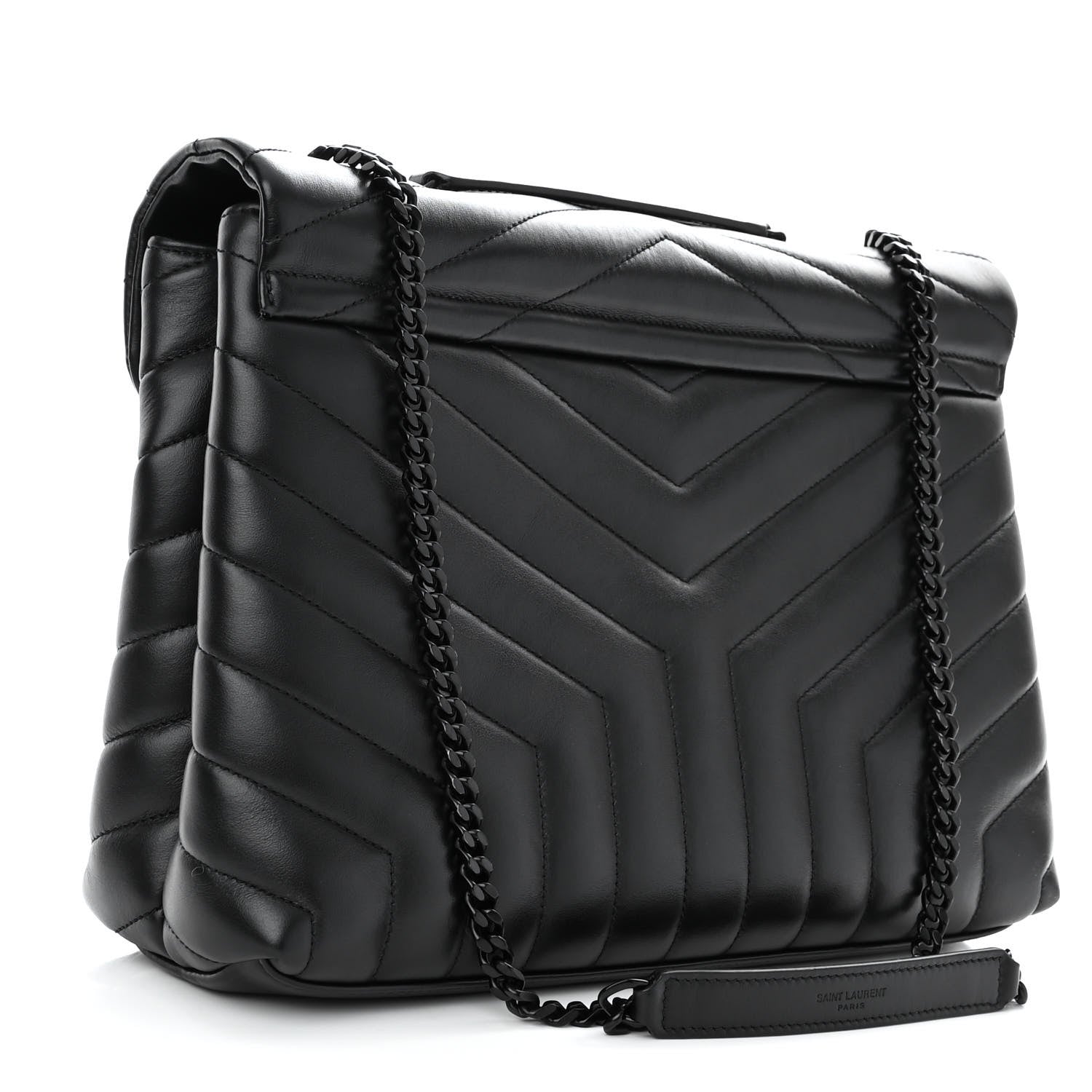 Saint Laurent Calfskin Y Quilted Monogram Monochrome Medium Loulou Chain Satchel Black 3 of 10