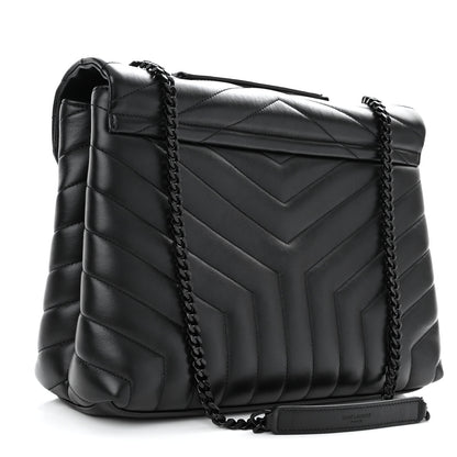 Saint Laurent Calfskin Y Quilted Monogram Monochrome Medium Loulou Chain Satchel Black 3 of 10