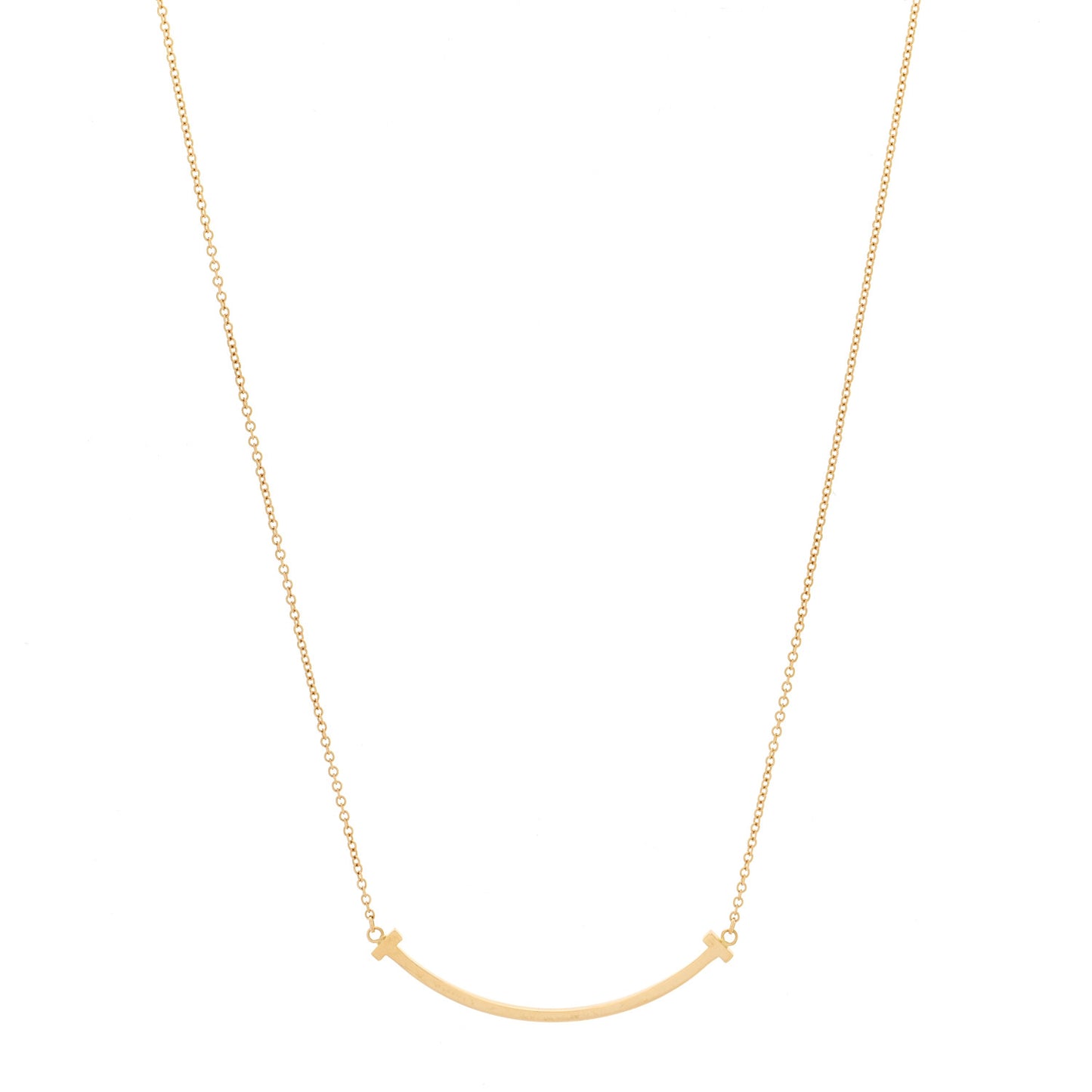 18K Yellow Gold Small T Smile Pendant Necklace