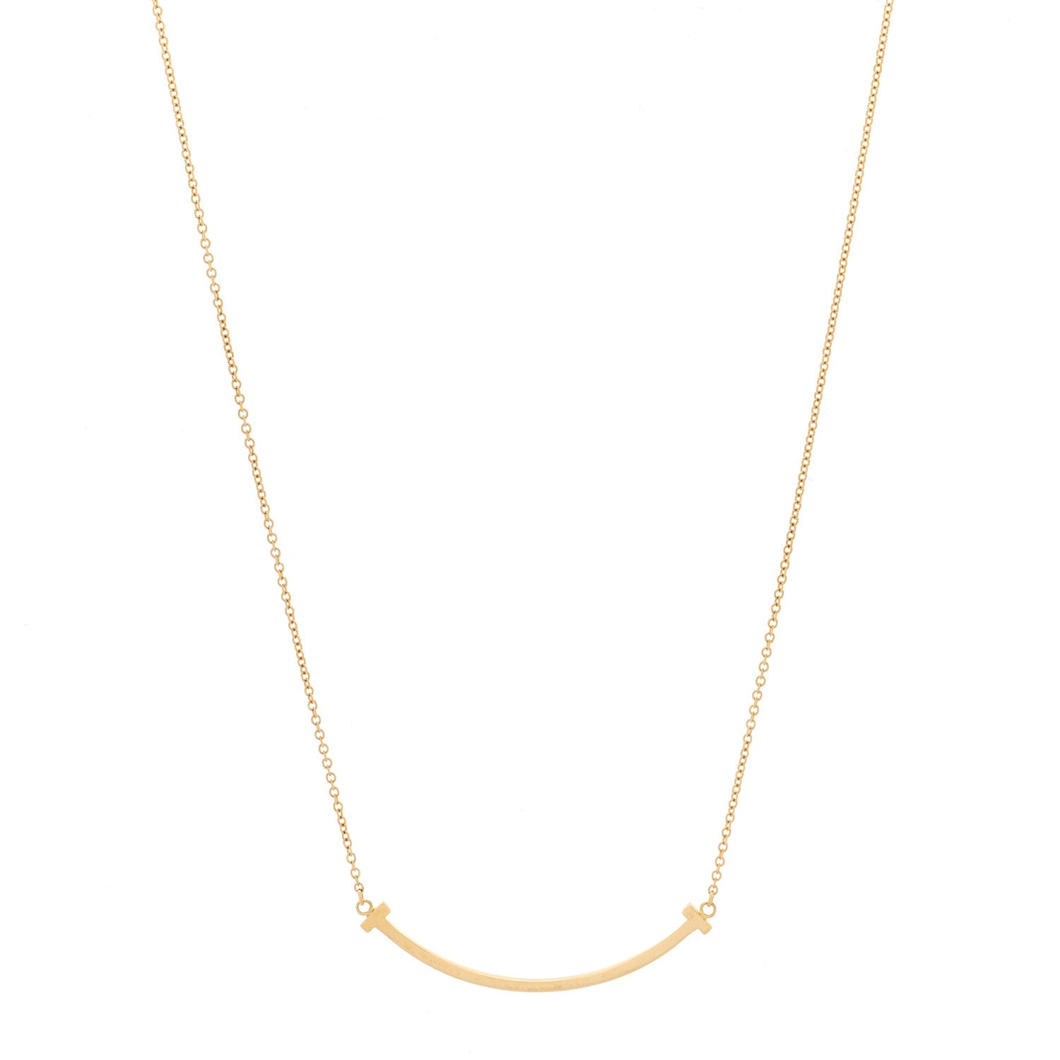 Tiffany 18K Yellow Gold Small T Smile Pendant Necklace 1 of 6
