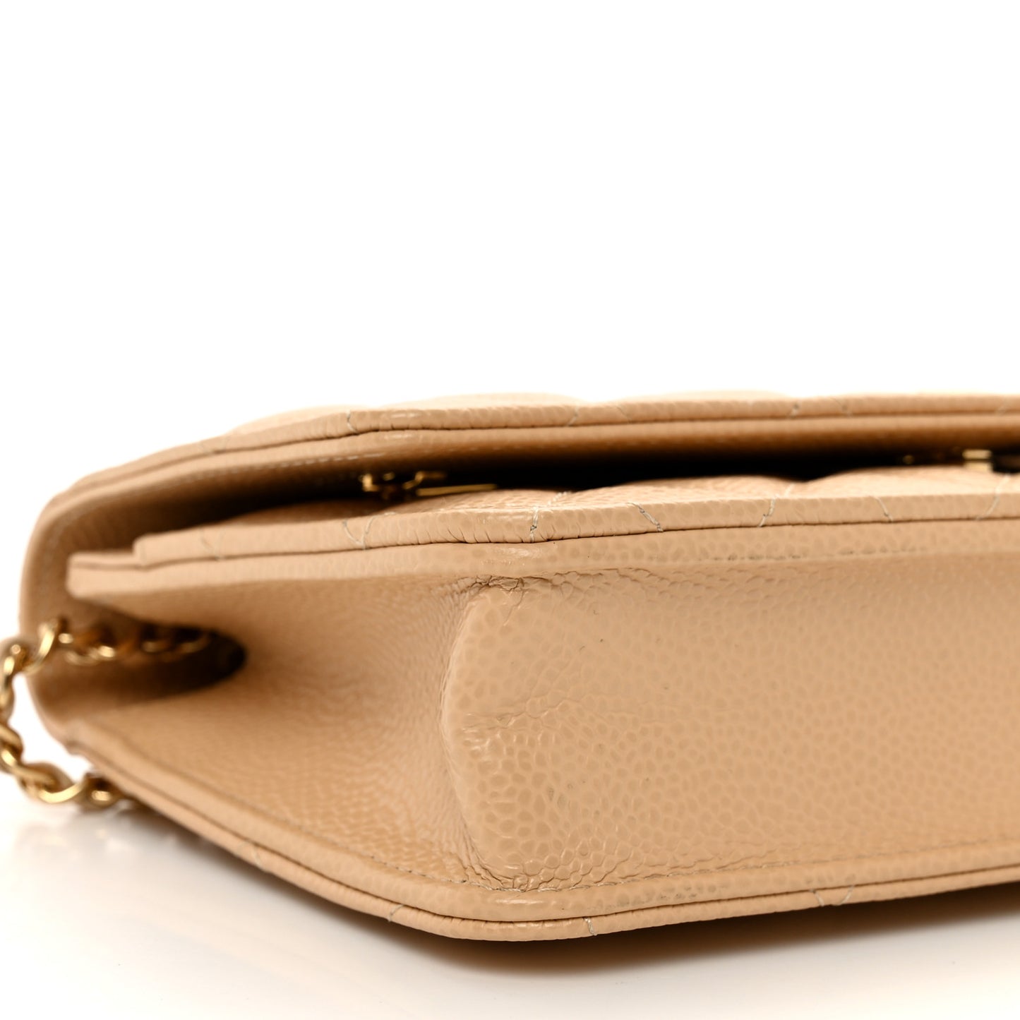 Caviar Quilted Wallet On Chain WOC Beige