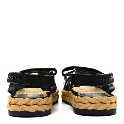 Chanel Mesh Patent Calfskin Velcro Dad Sandals 38.5 Black 4 of 13