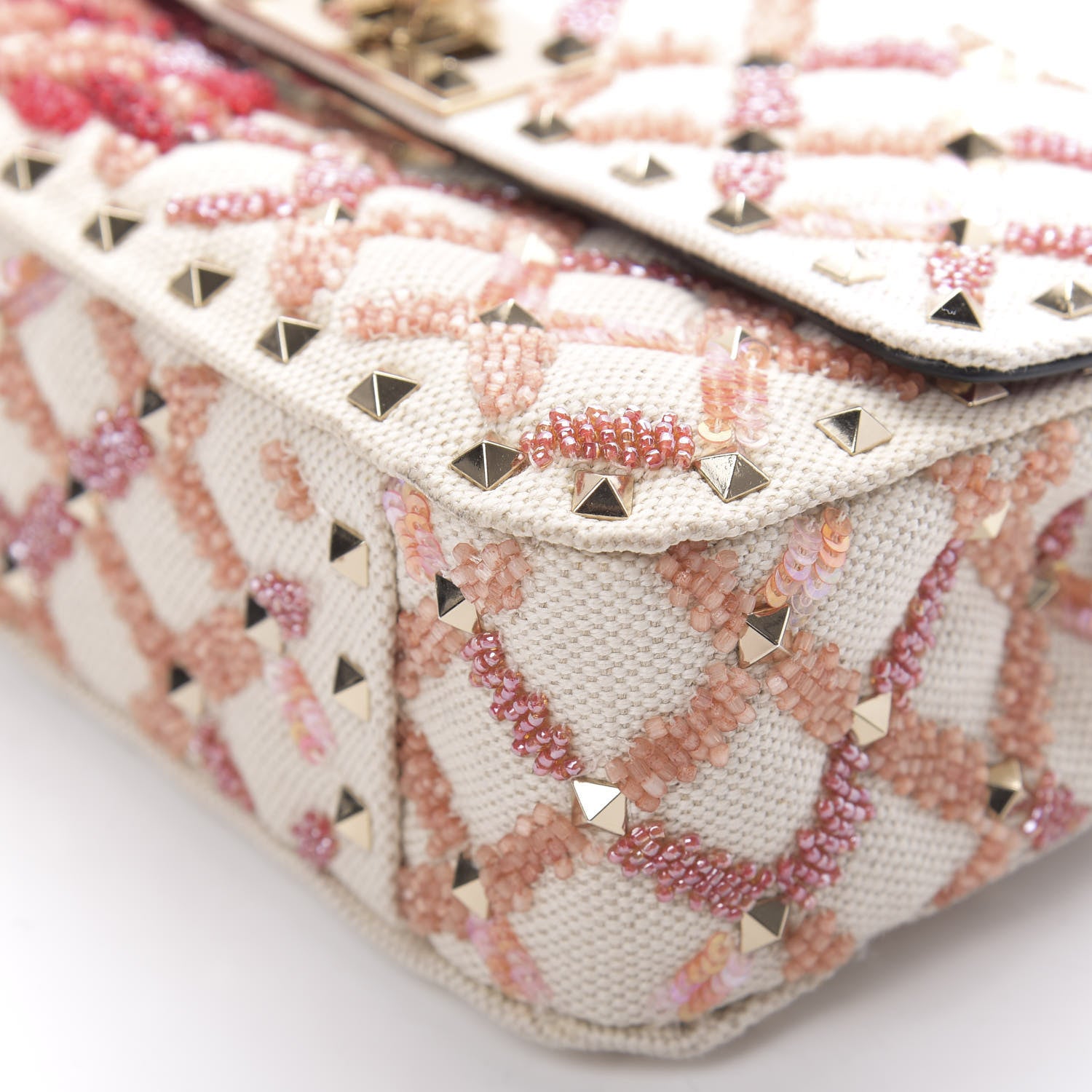 Valentino Garavani Canvas Beaded Small Rockstud Spike Shoulder Bag Multicolor 9 of 11