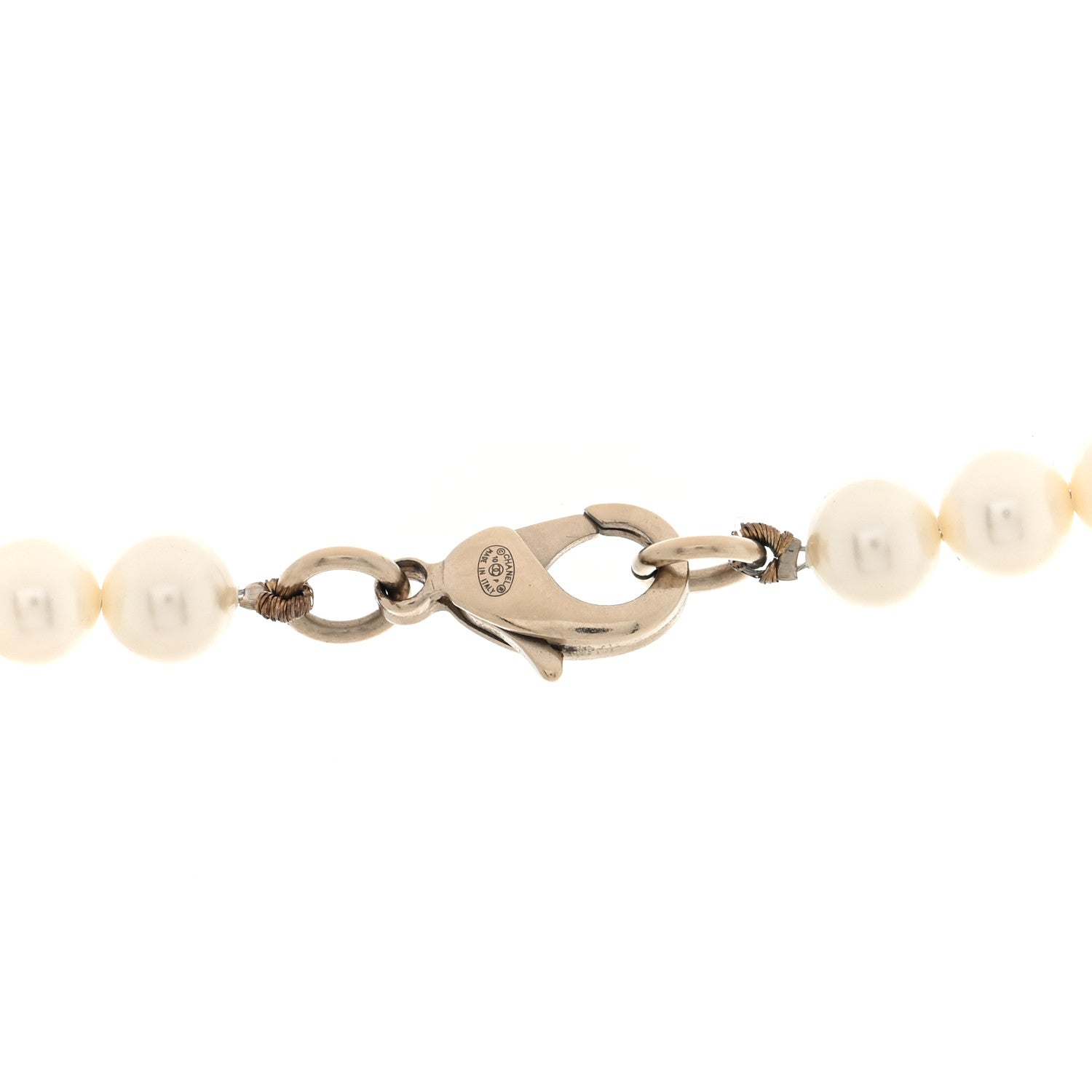 Chanel Graduated Pearl Crystal CC Long Necklace White 4 of 4