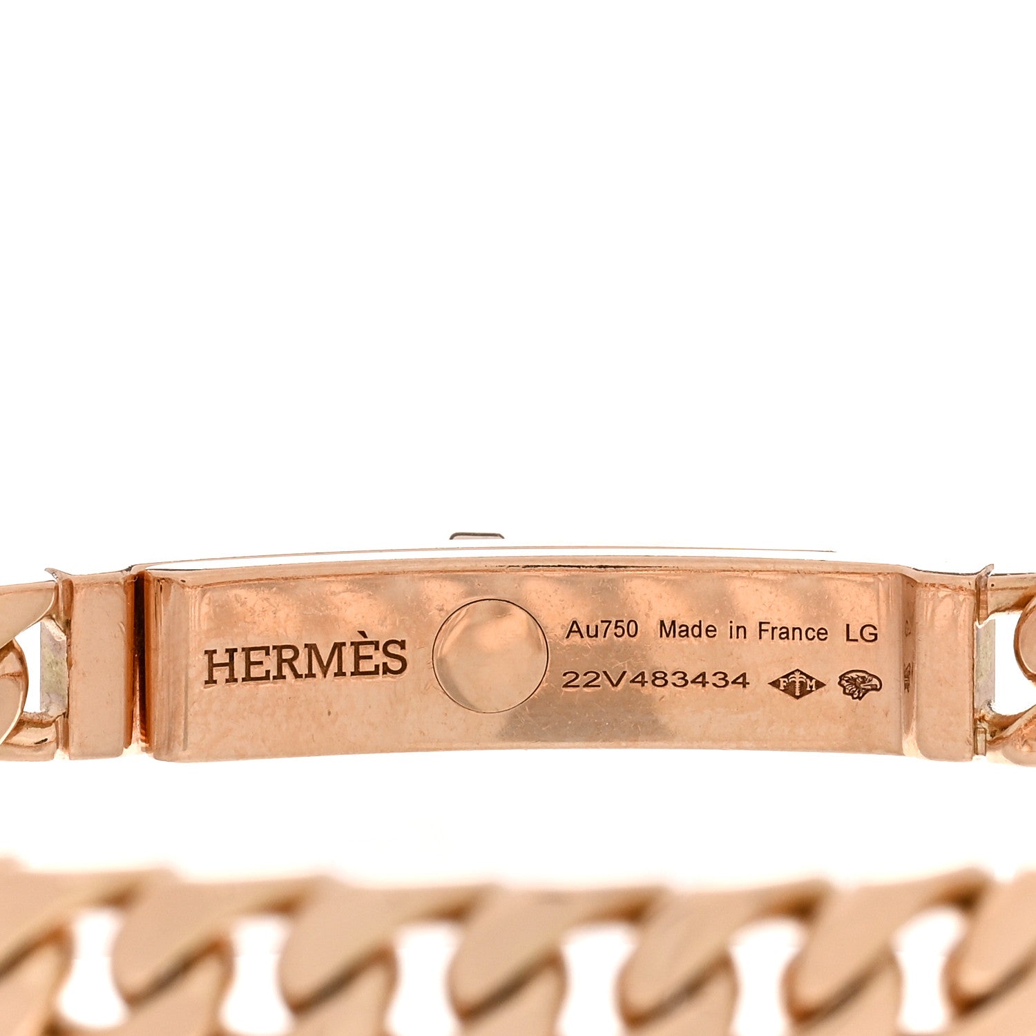 Hermes 18K Rose Gold Diamond PM Kelly Chaine Bracelet LG 3 of 3
