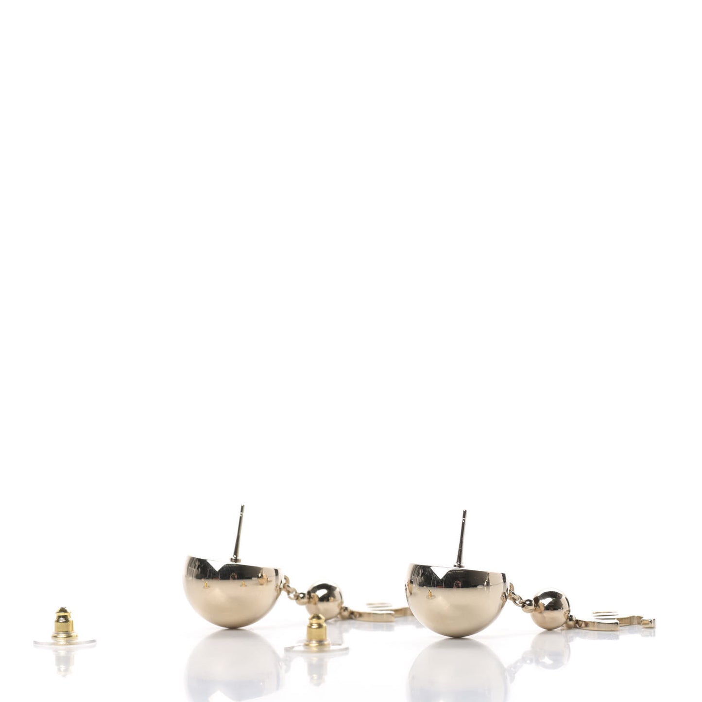 Metal CC Drop Earrings Gold