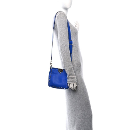 Valentino Garavani Pebbled Calfskin Mini Rockstud Flip-Lock Messenger Bag Blu Delft 2 of 9