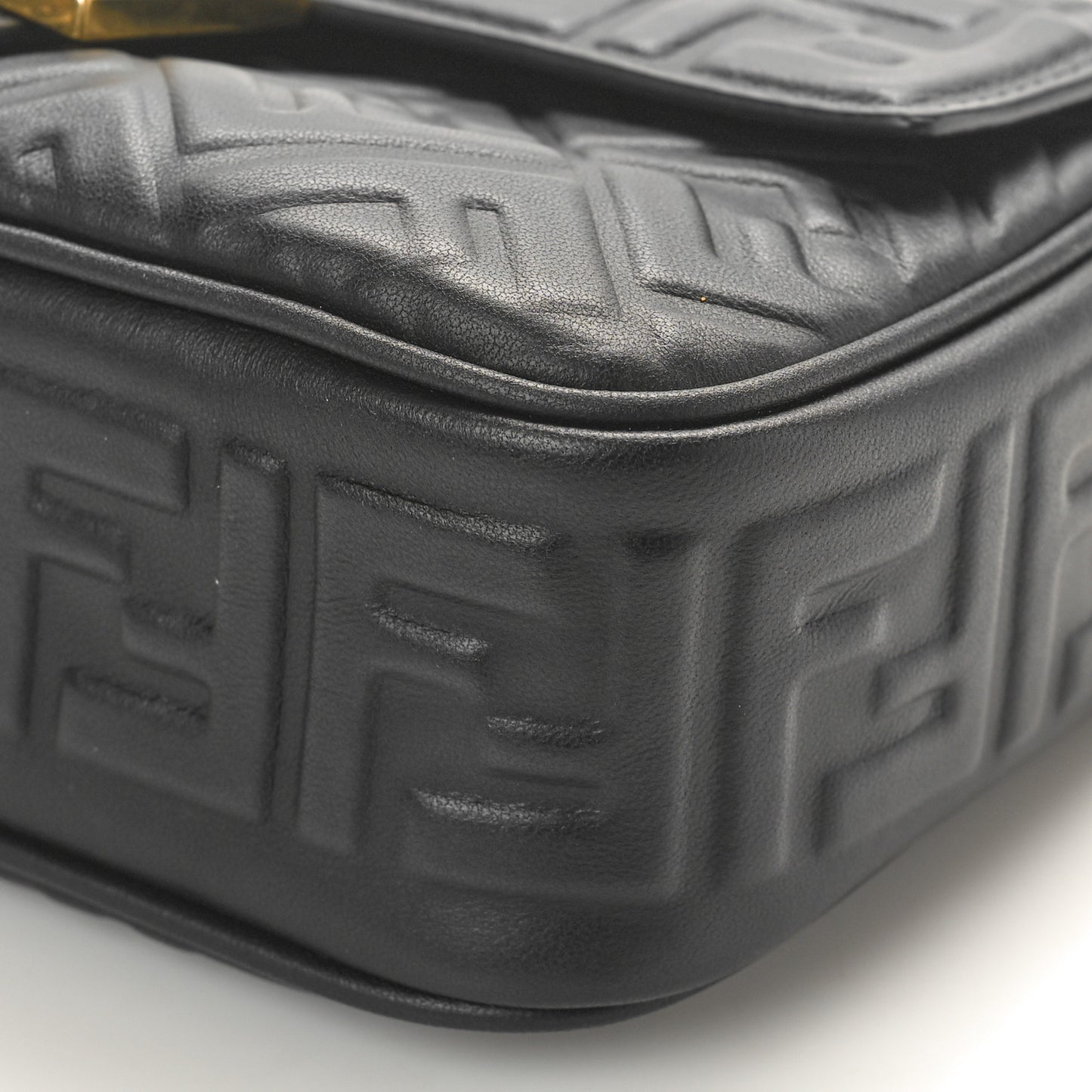 Nappa Small FF Embossed Mid Chain Baguette Black