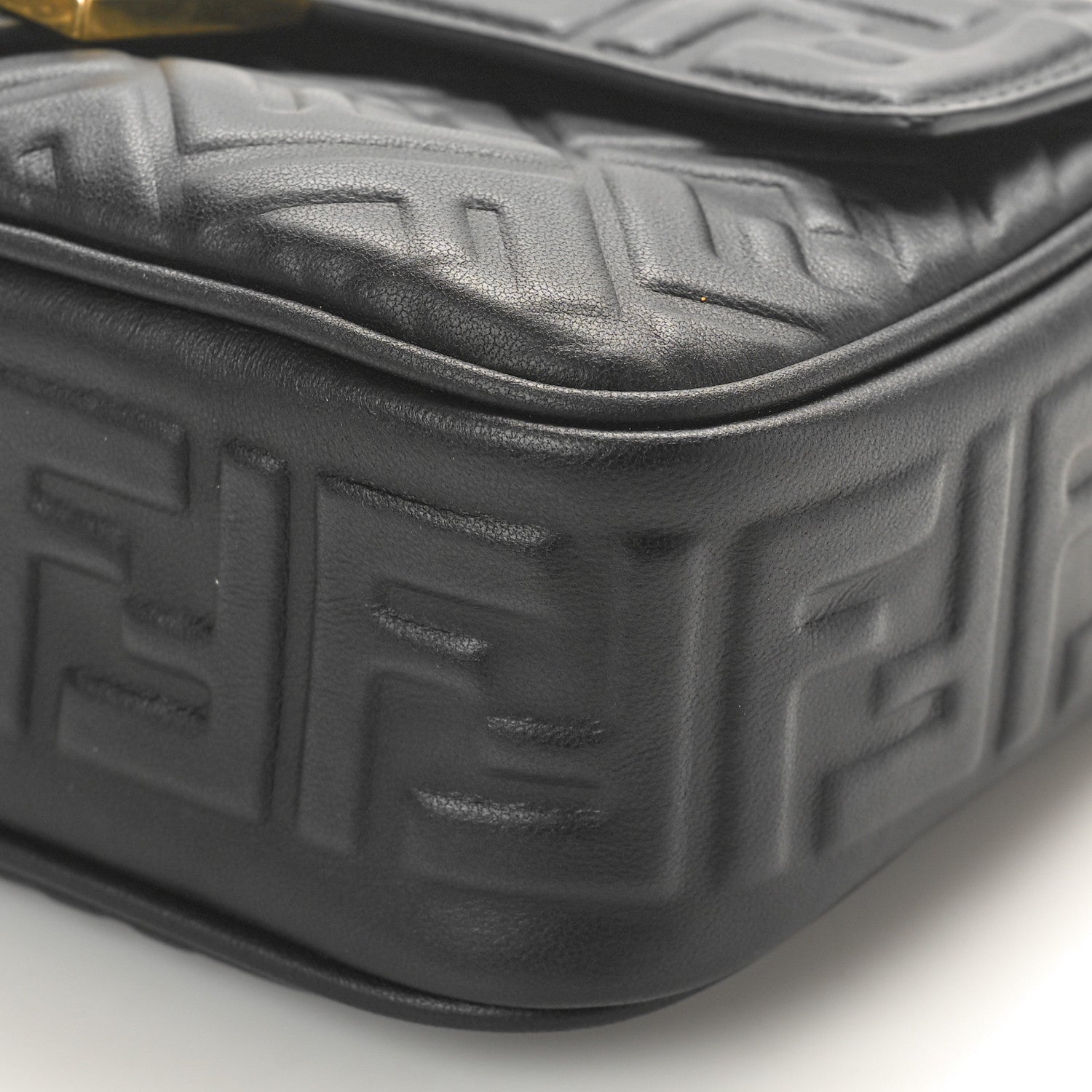 Fendi Nappa Small FF Embossed Mid Chain Baguette Black 9 of 9