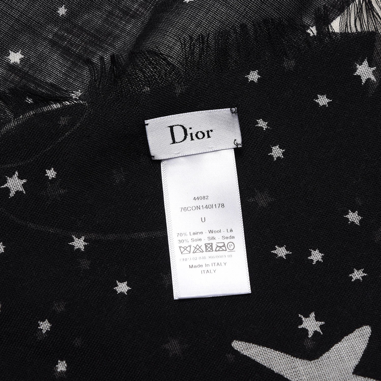 Christian Dior Wool Silk Astrological Sagittarius Constellation Scarf Stole Black 7 of 9
