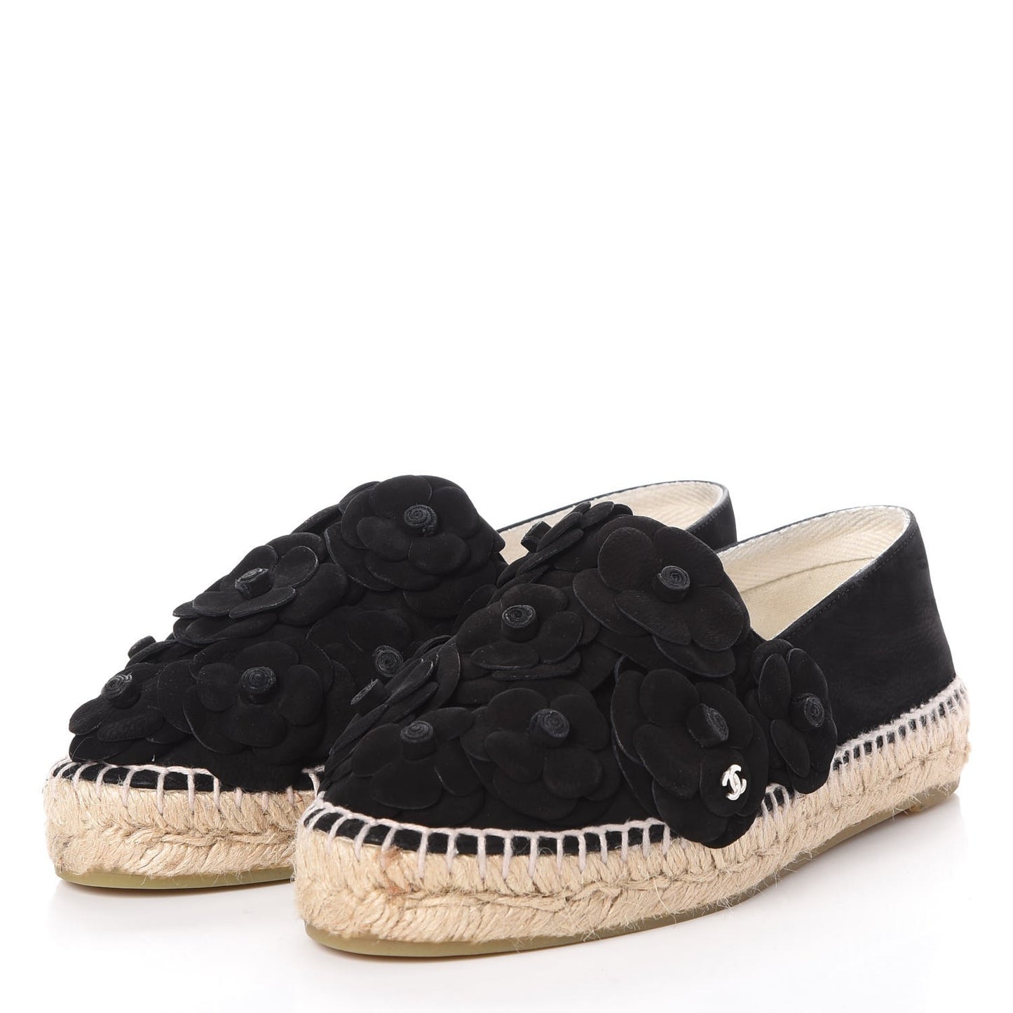 Lambskin Camellia CC Espadrilles 36 Black
