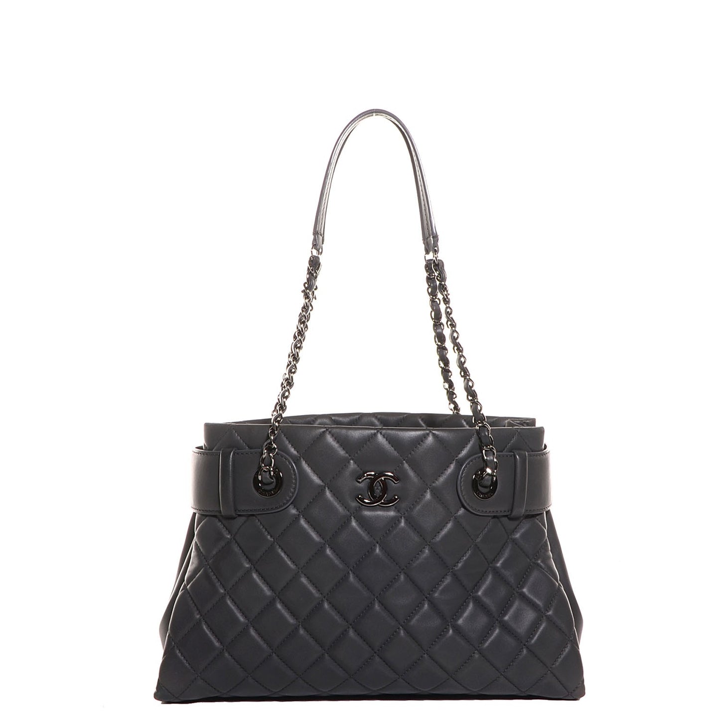 Lambskin Quilted Small Coco Loop Tote Grey