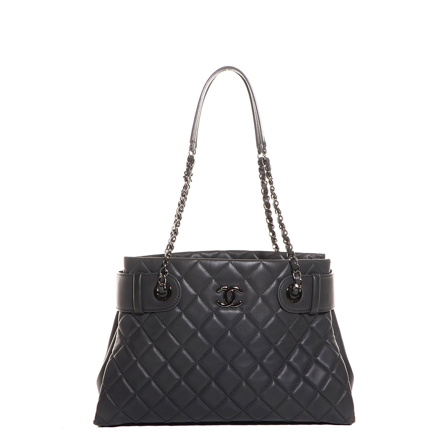 Chanel Lambskin Quilted Small Coco Loop Tote Grey 1 of 7