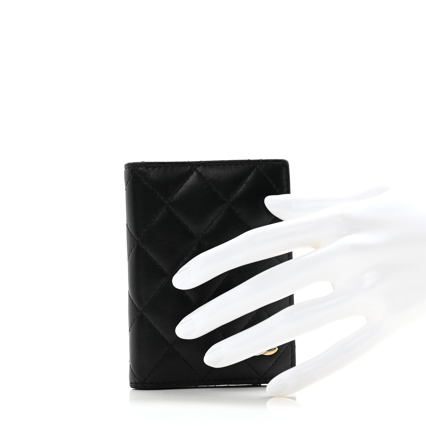 Lambskin Quilted Card Holder Wallet Black