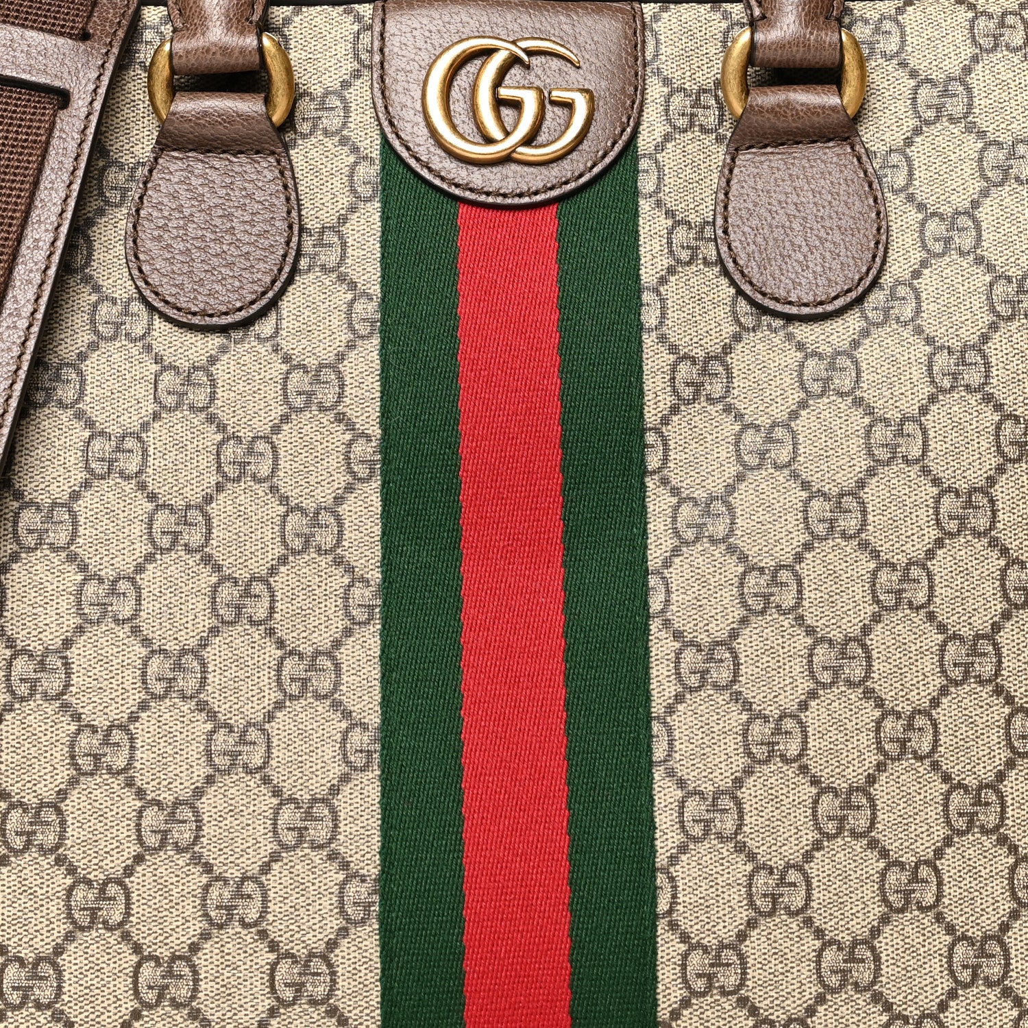 Gucci GG Supreme Monogram Textured Calfskin Web Medium Ophidia Briefcase Beige Ebony New Acero 9 of 11