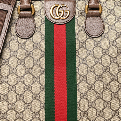 Gucci GG Supreme Monogram Textured Calfskin Web Medium Ophidia Briefcase Beige Ebony New Acero 9 of 11