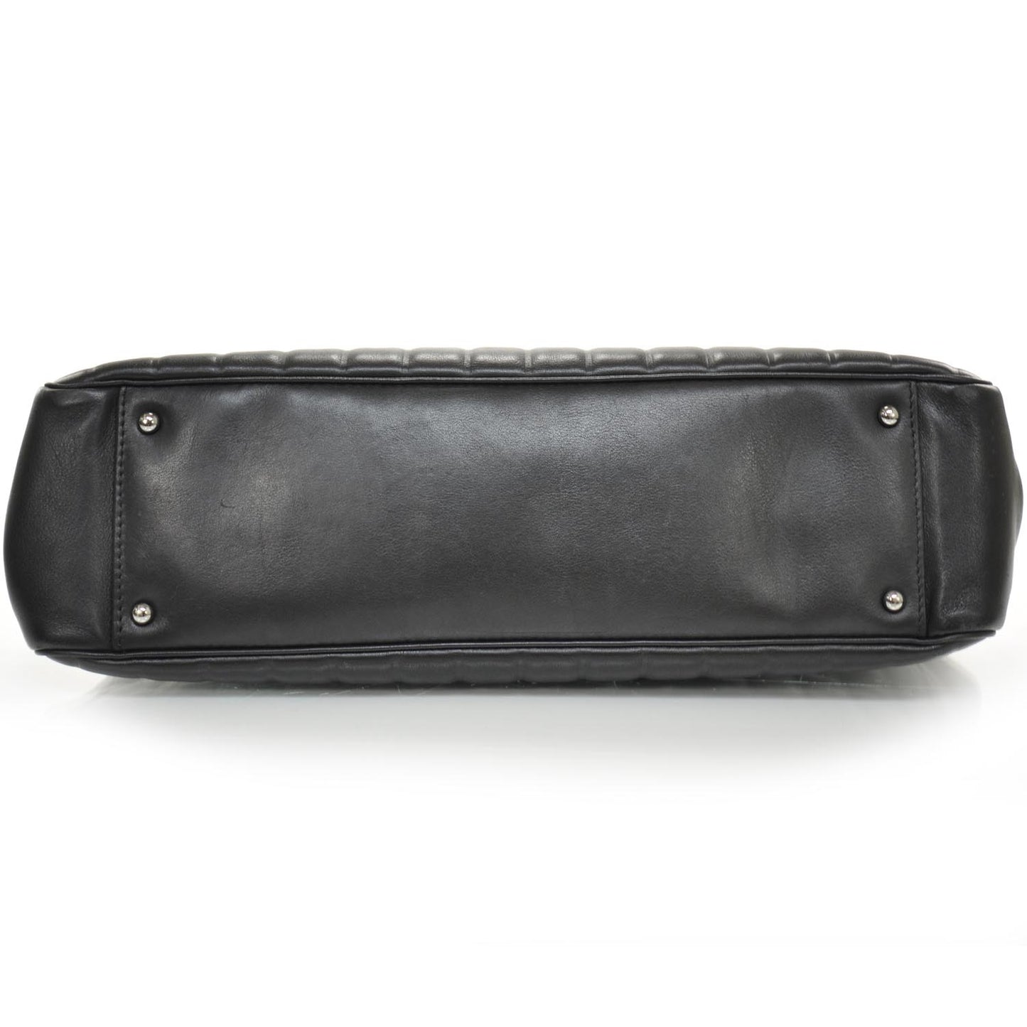 Vertical Quilted Leather Lax East West Shoulder Bag Black