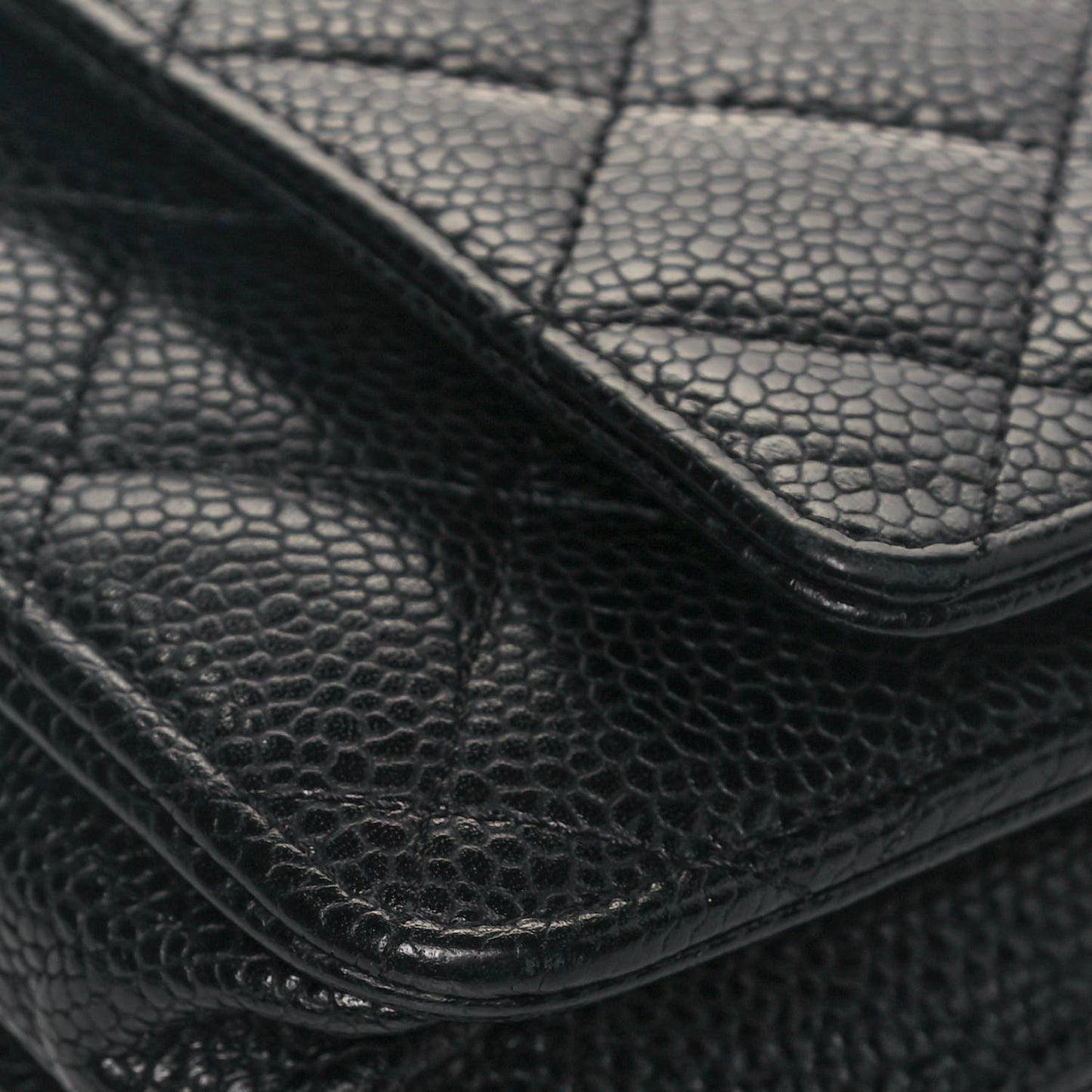 Caviar Quilted Wallet On Chain WOC Black
