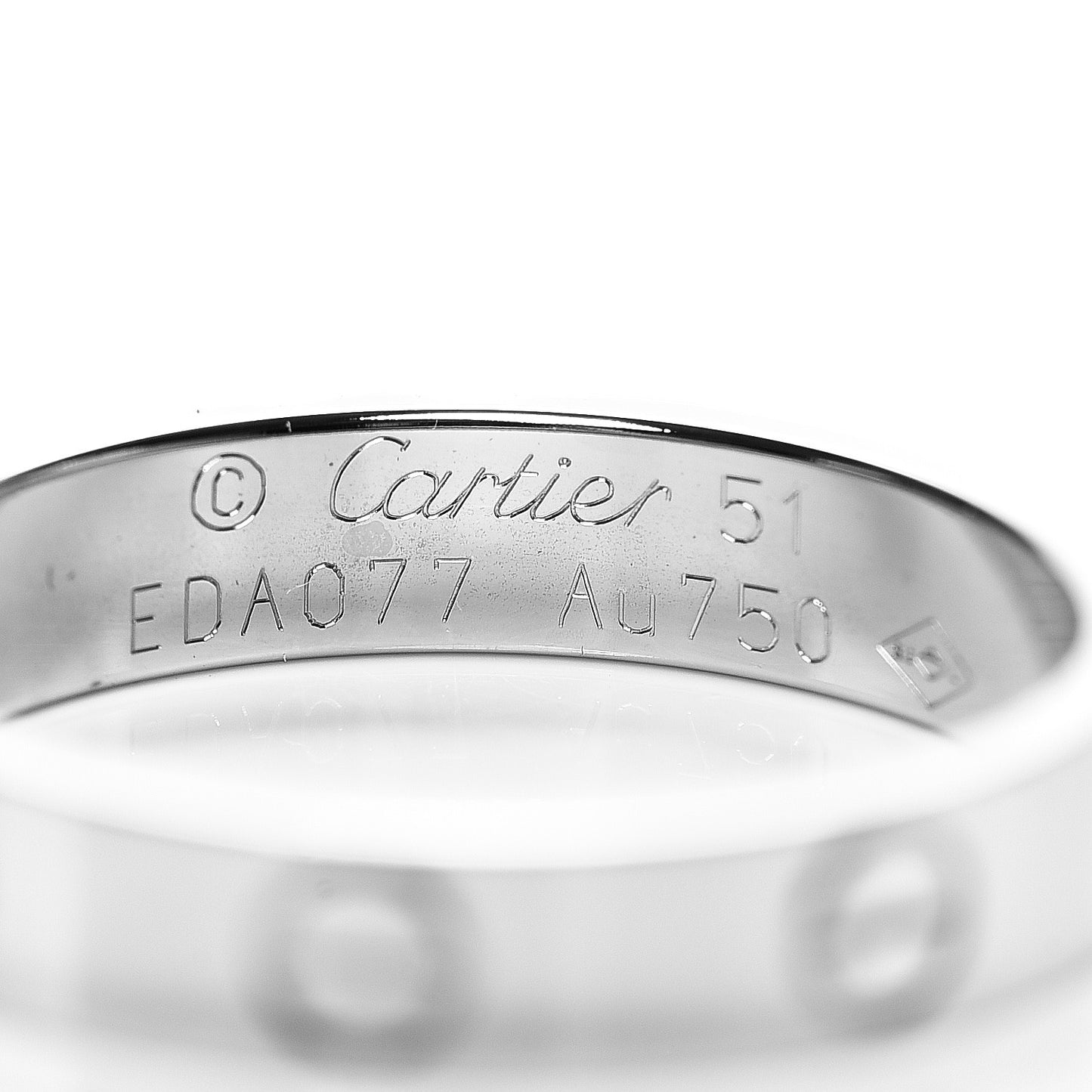 18K White Gold 3.5mm LOVE Wedding Band Ring 51 5.75