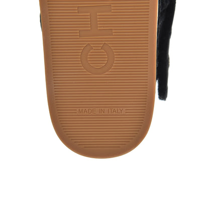 Chanel Cord Lambskin Quilted Logo Sandals 37 Black 8 of 8