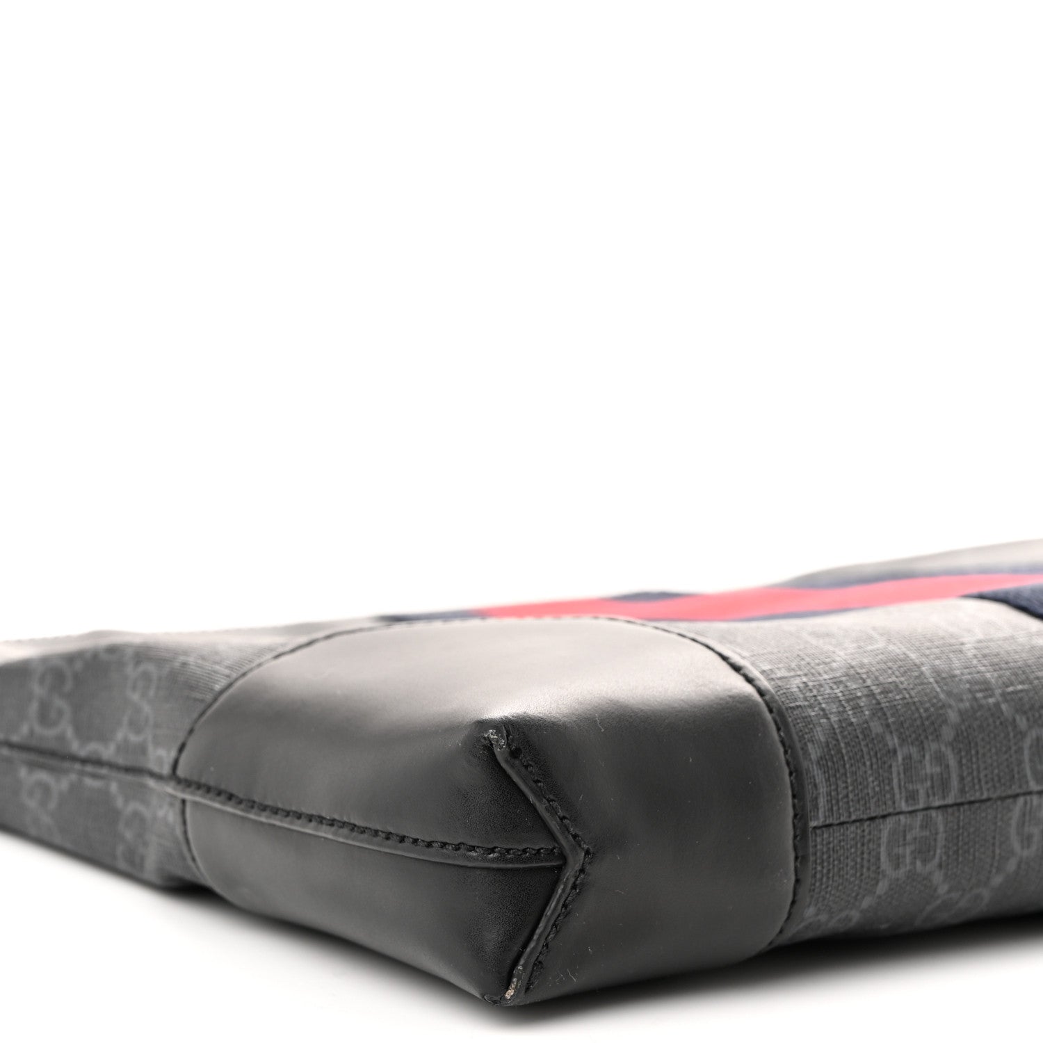 Gucci Soft GG Supreme Monogram Appia Calfskin Web East West Messenger Bag Black Grey 9 of 11