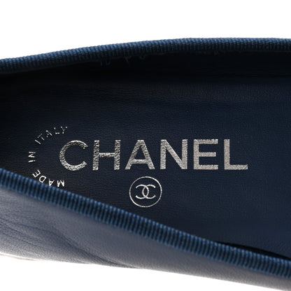 Chanel Lambskin Cap Toe CC Ballerina Flats 36 Dark Blue Black 8 of 10