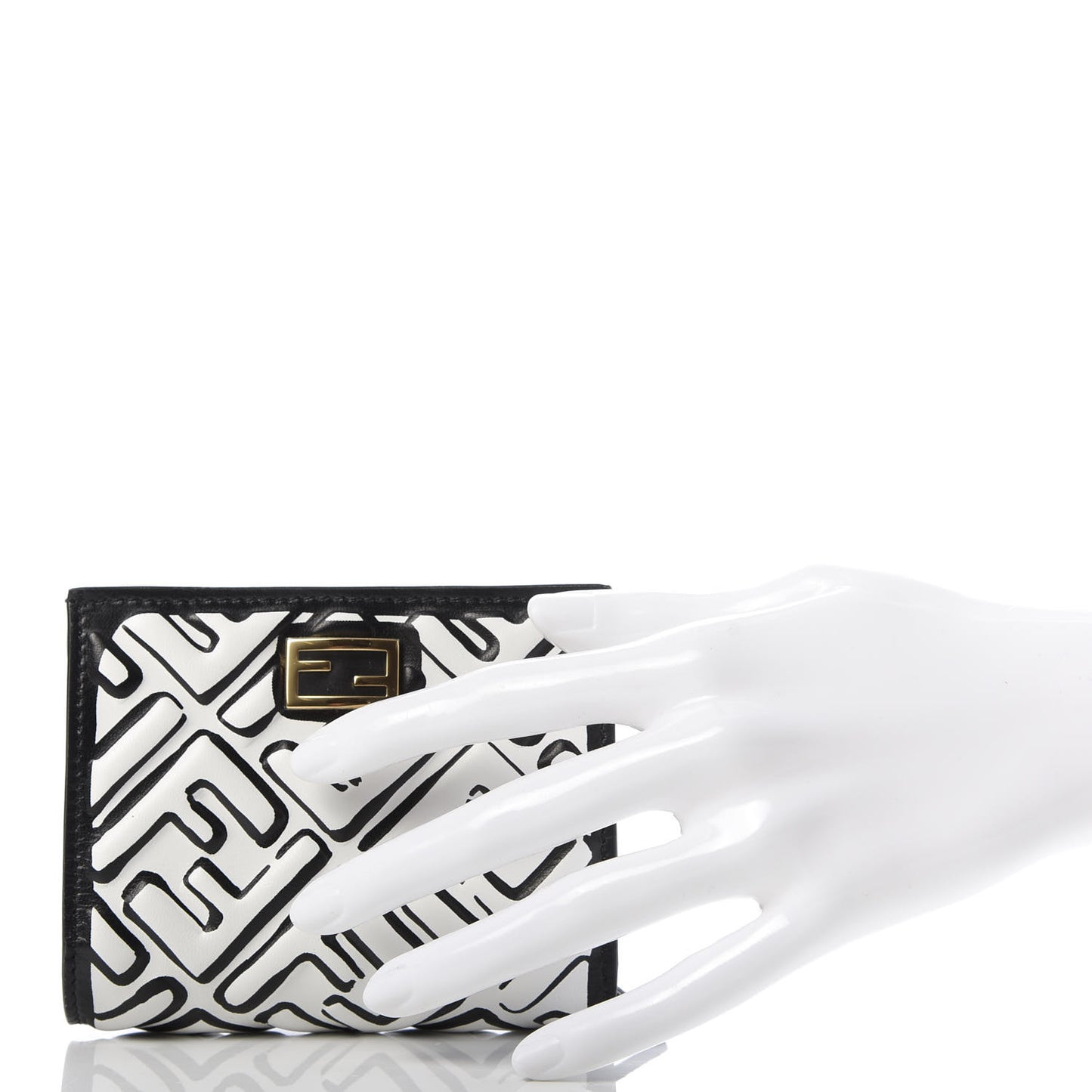 X JOSHUA VIDES Nappa FF Embossed Baguette Wallet White Black