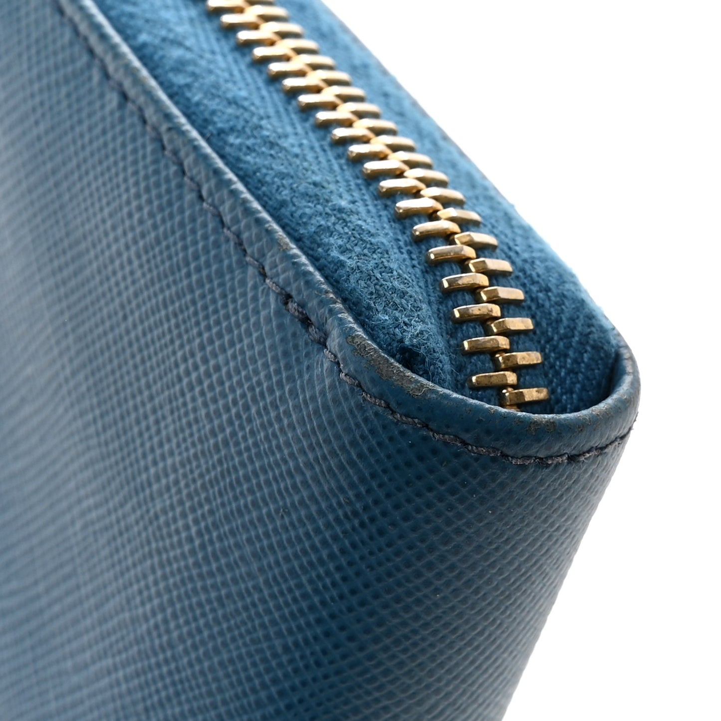 Saffiano Metal Zip Around Wallet Cobalto