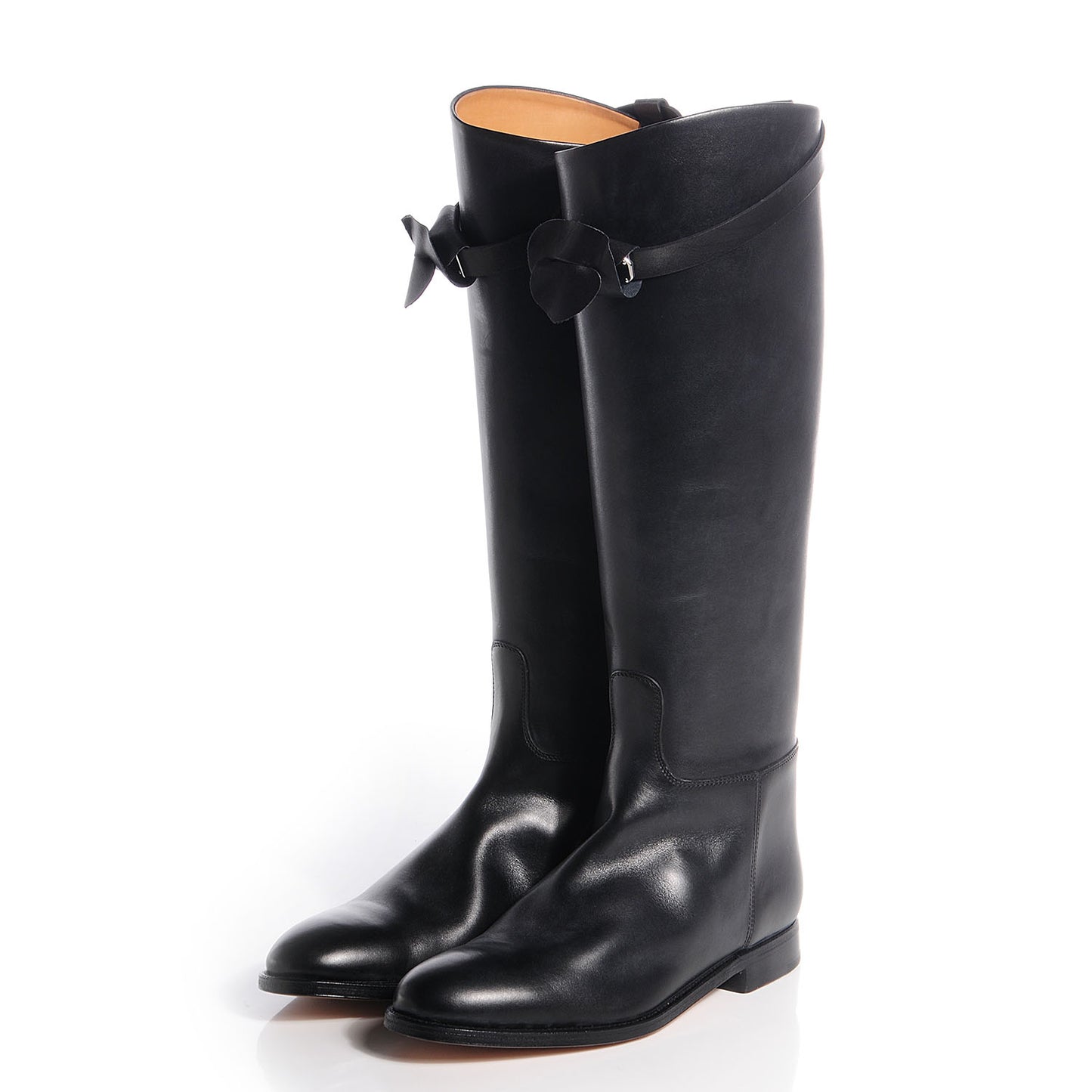 Box Calfskin Equestrian Jumping Boots 40.5 Black
